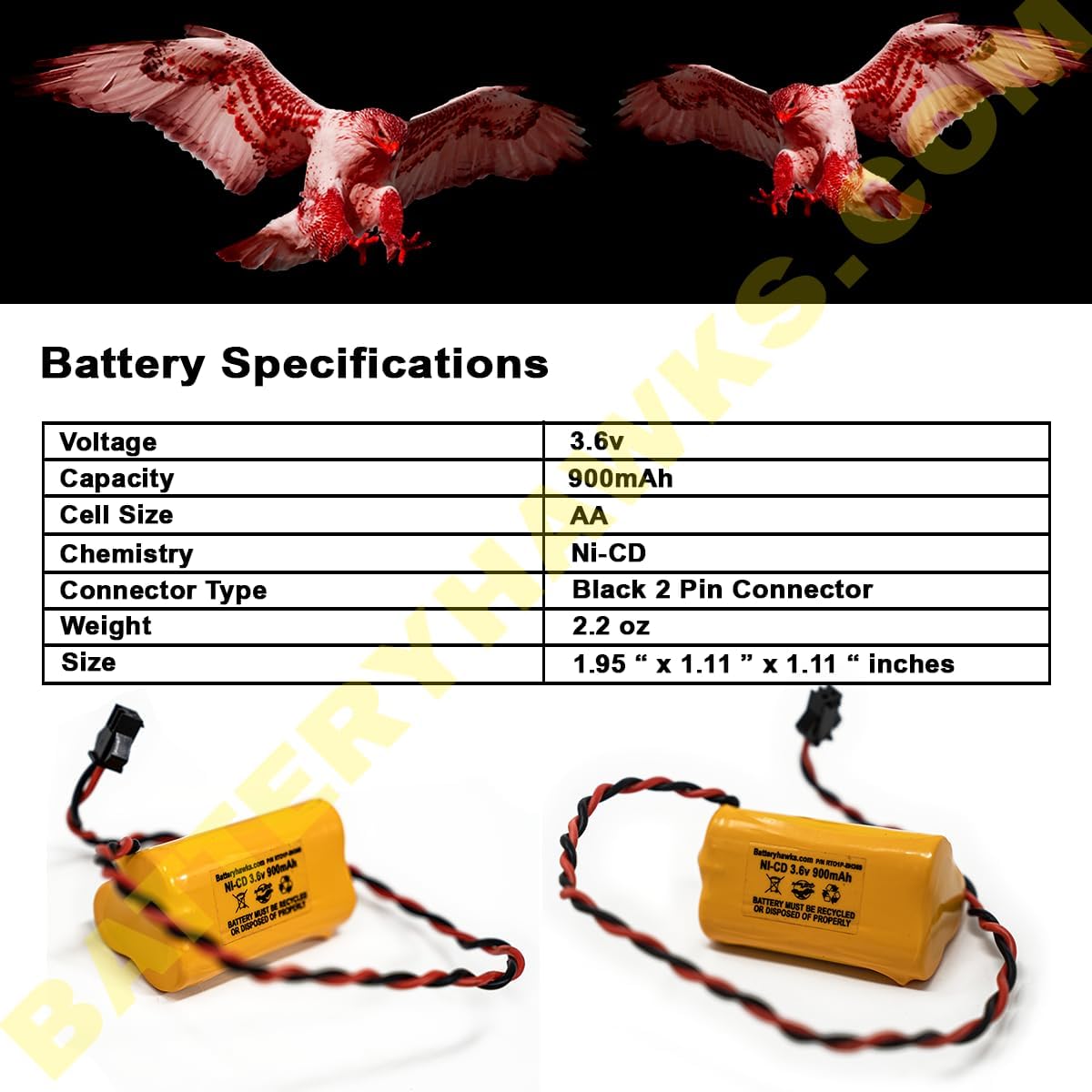 (10 Pack) Exit Sign Emergency Light NiCad Battery 3.6v 900mAh ELBB001 ELB-B001 AA900MAH EU2 LED ANIC1566 0253799