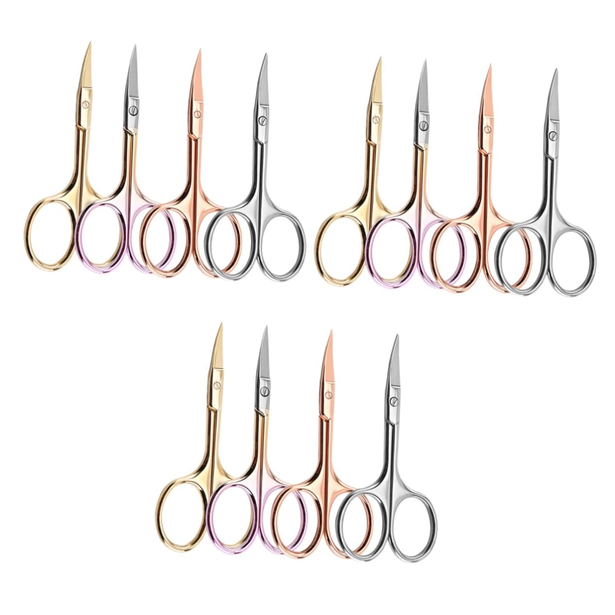 FOMIYES 12 Piezas Tijeras De Cejas Tijera Para Recortar Bigote Tijeras Curvas Para El Vello Facial Tijeras De Bigote Tijeras Para El Pelo De La Nariz Hombre Punta Recta Codo