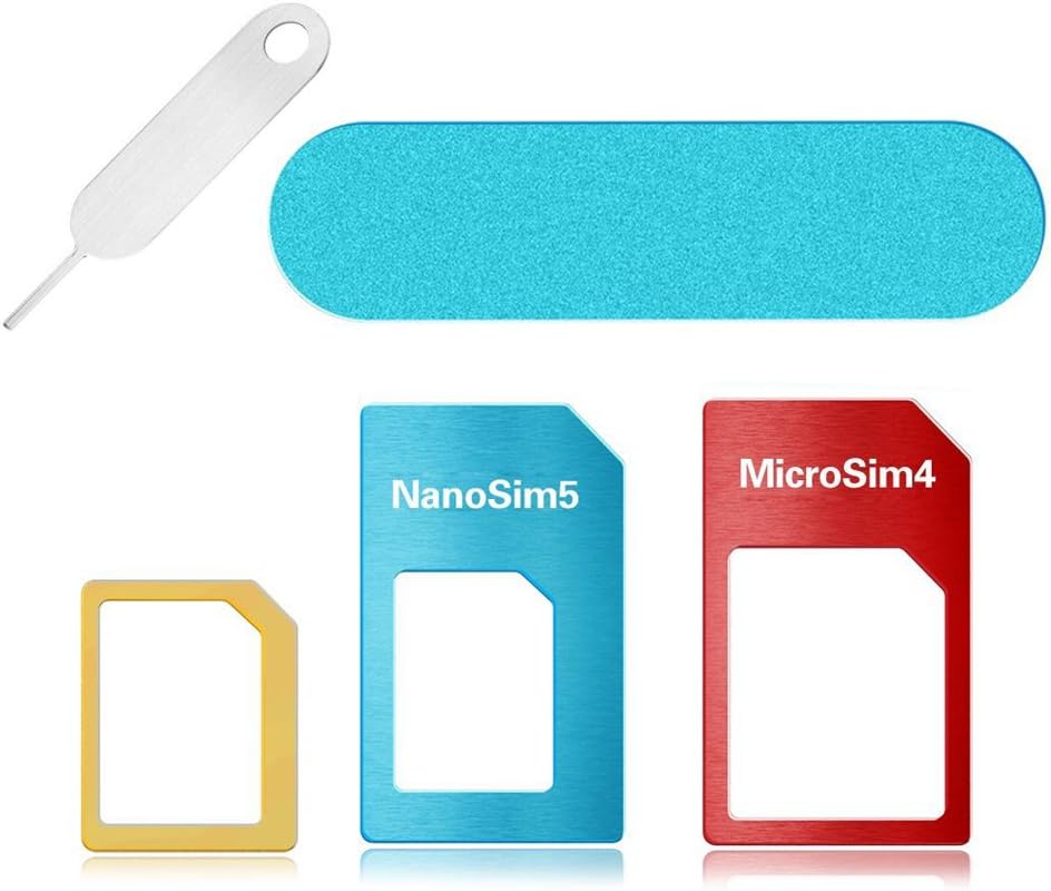 Royllent 5-in-1 Nano & Micro SIM Card Adapter Kit Converter with Polish Chip and Eject Needle