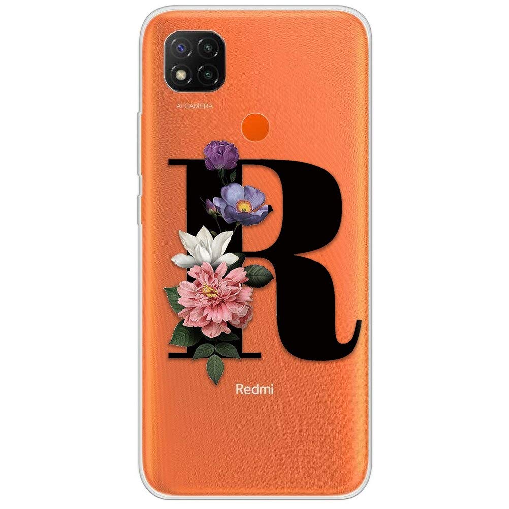 Yoedge Cover Xiaomi Redmi 9C/9C NFC Trasparente Case 6.53 Pollice, Custodia Protettiva in Silicone Paraurti in TPU Morbido Assorbimento degli Urti Ultra Sottile Bumper Case con Disegni 26 Lettere, I