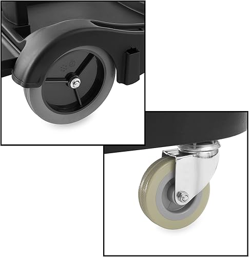 Miniatura 5 de Dryser Carrito de limpieza comercial con ruedas, organizador de limpieza negro con tapa, estantes y bolsa de vinilo