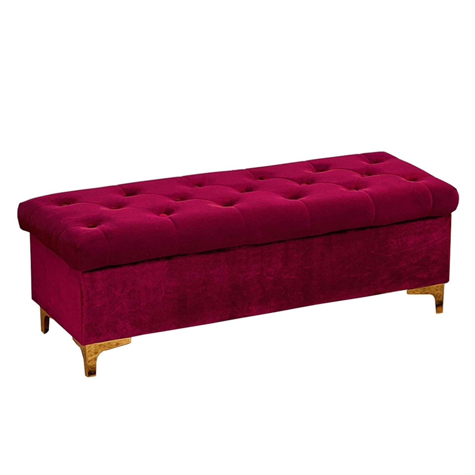 Ottoman en flanelle luxueuse et pieds en métal design chic