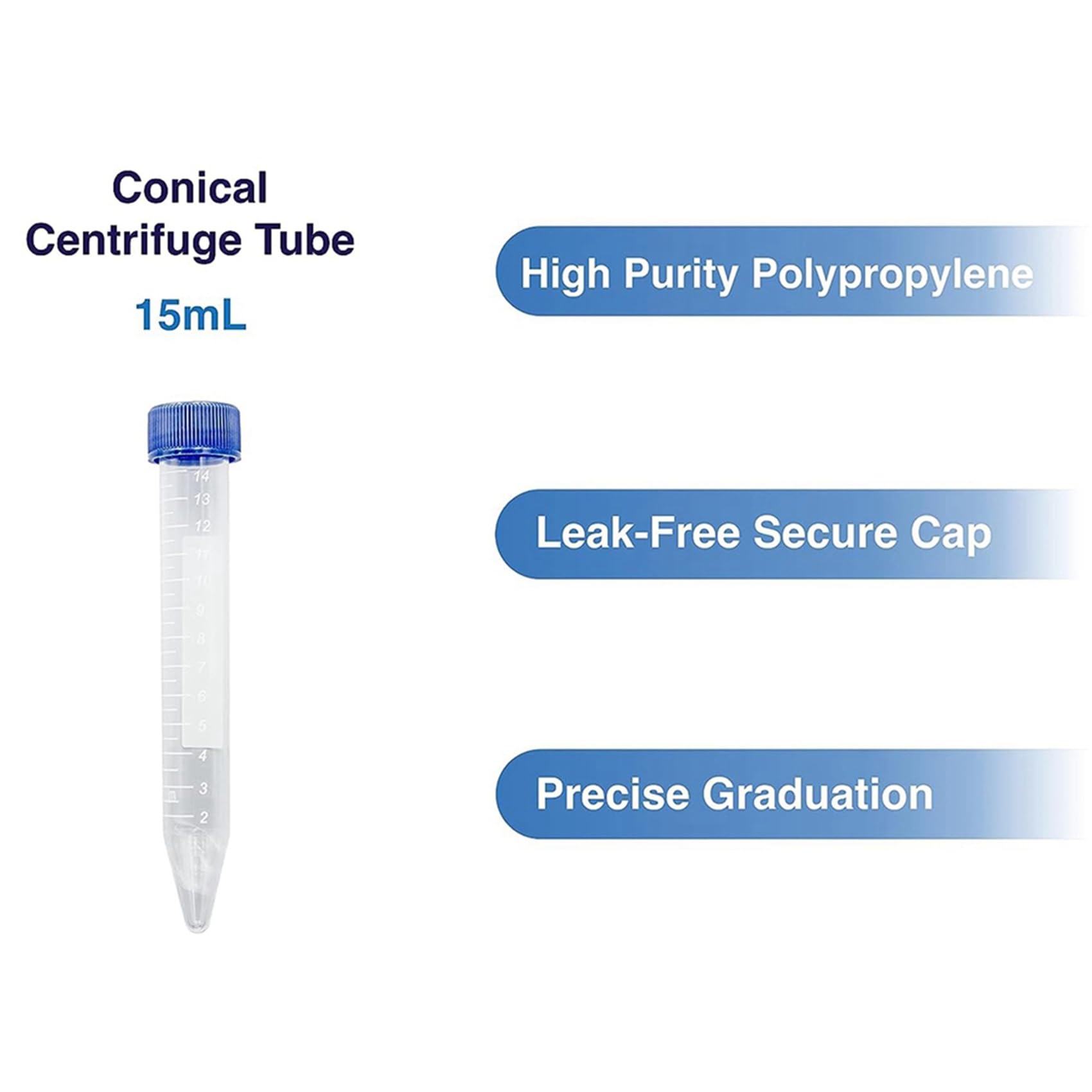 Provette da Centrifuga Coniche Scientifiche da 15 Ml, [Confezione da 300] Provette nel Plastica con Tappi Un Vite, Provette Sterili da 15 Ml con Coperchi
