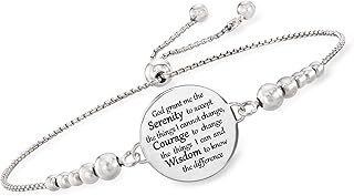 Ross-Simons イタリアンスターリングシルバー 静けさの祈り ボーロブレスレット, スターリングシルバー, 宝石なし。