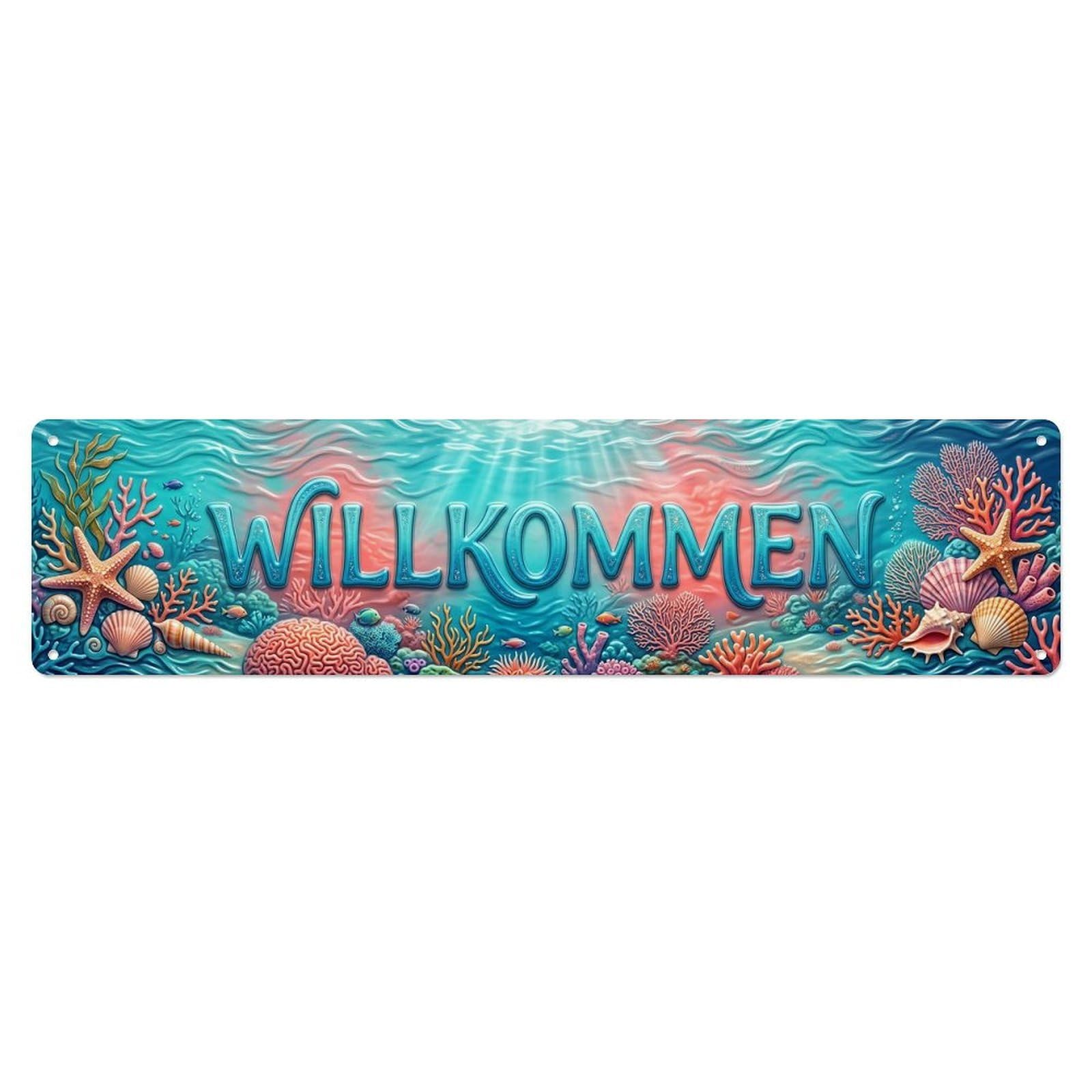 Coral Reef Underwater Ocean Welcome Metal Tin Sign