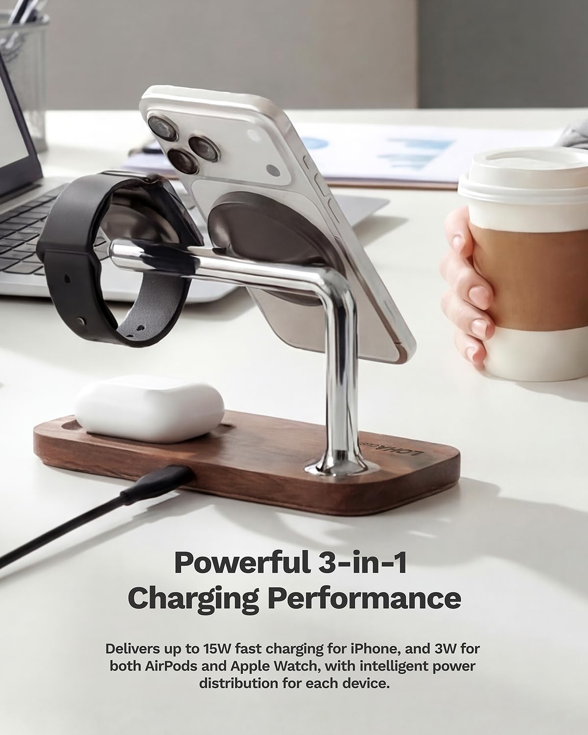 Caricabatterie wireless 3 in 1