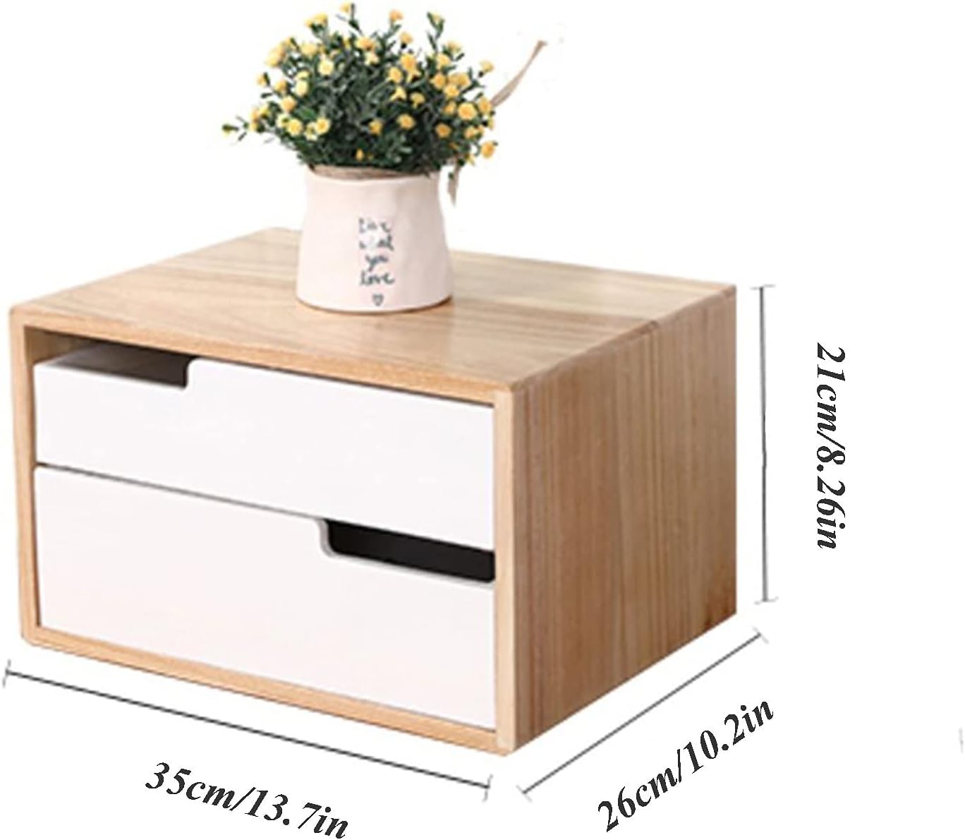 Solid Wood Desktop File Cabinet Organizer with Multi Drawer Storage for A4 Files Jewelry and Cds(A-2 Layers)
