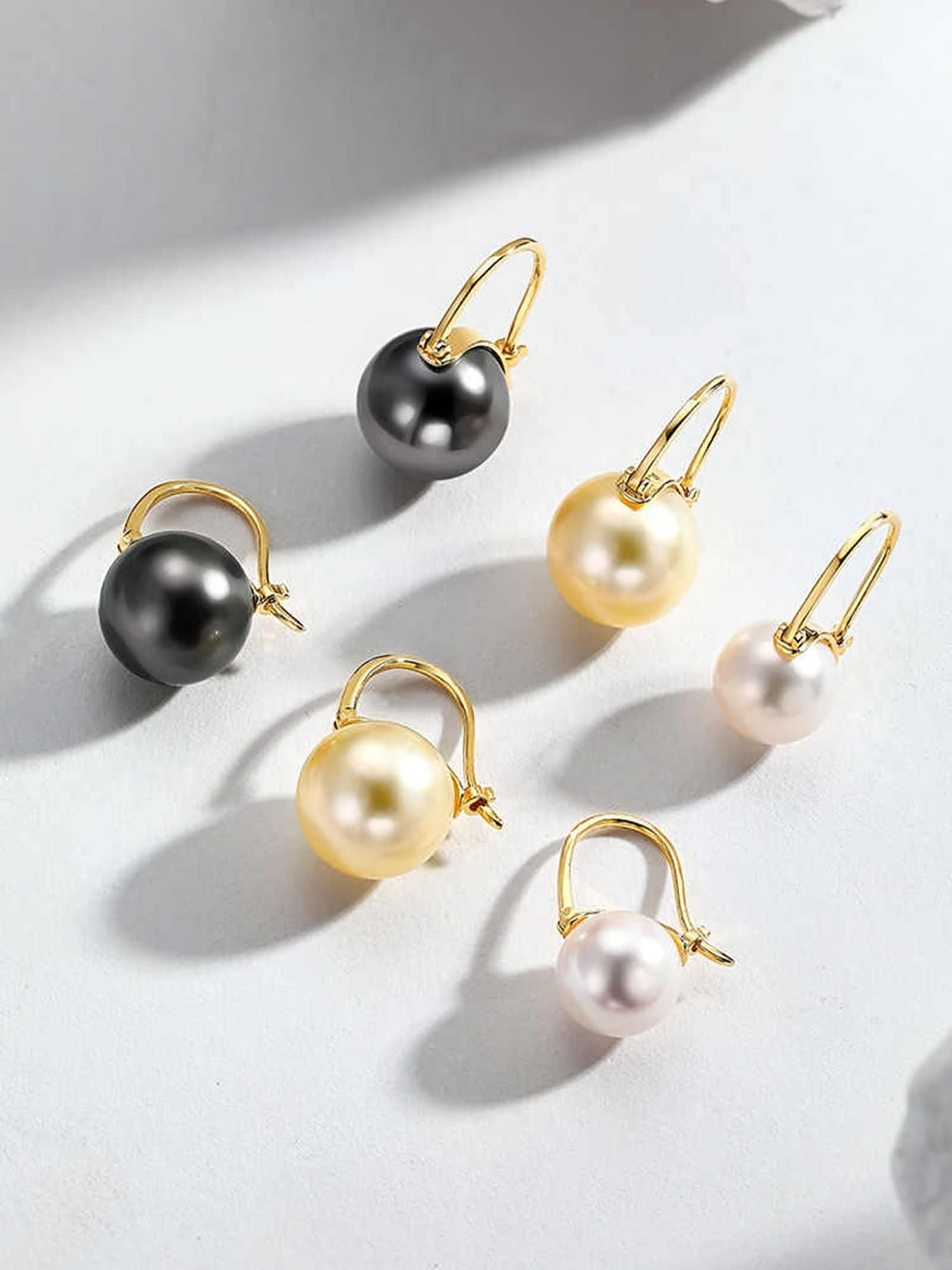 Damen Ohrringe für Hochzeit 9K / 14K / 18 K Gold, Perle, Schmuck Damen Weiß Ohrringe