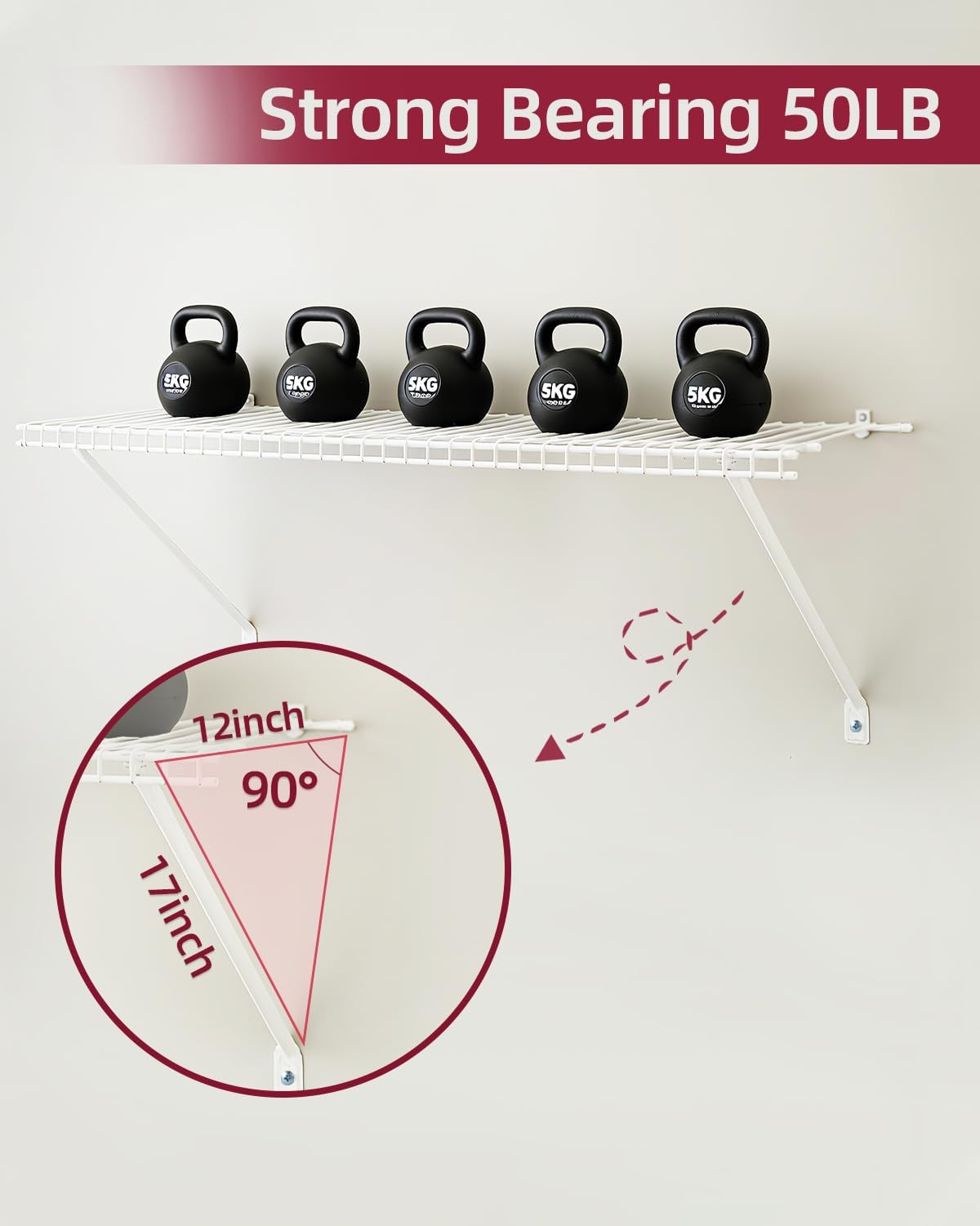 12 Packs Support Brackets for Wire Shelving, Closet Support Brackets with Anchors and Screws, Wire Closet Shelving Accessories for Wardrobe and Wall Bracket(Only include 12pack Support Brackets)