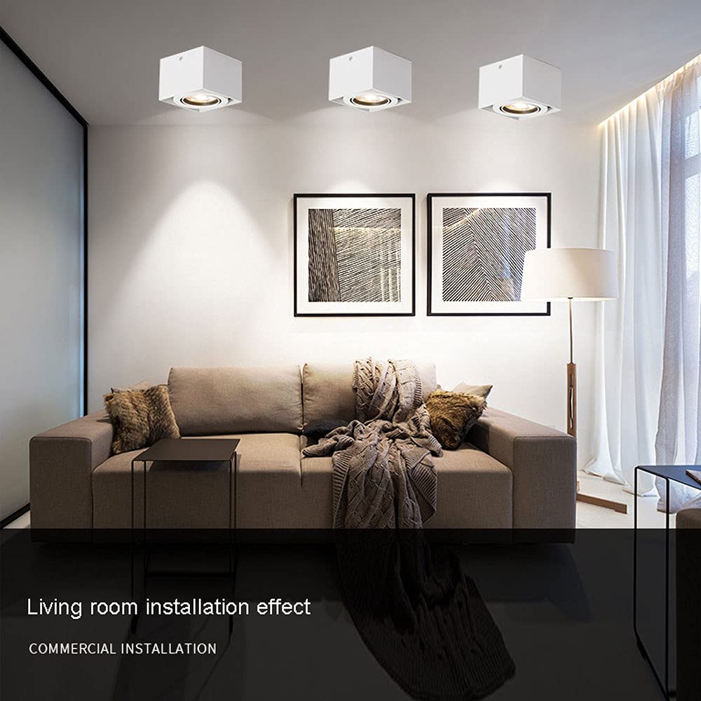 Faretto da soffitto a LED, faretto da Superficie, Illuminazione a Binario Fissa Regolabile, faretti da soffitto Quadrati Bianchi, faretti da Interno per Soggiorno, Cucina, Sala da Pranzo
