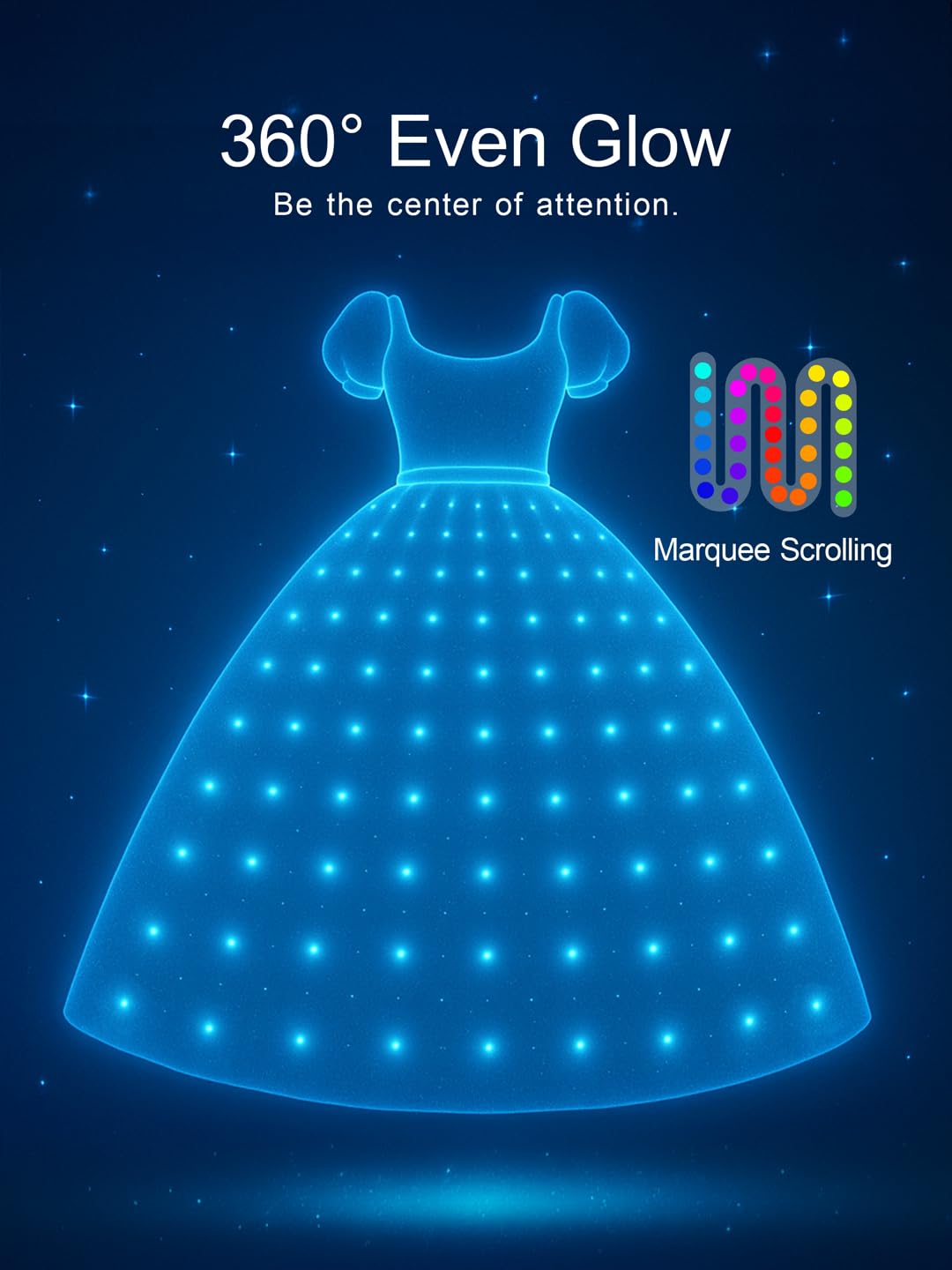 BLINGCOS Princess Costumes for Girls with RGB LED Lights Princess Dress Up Clothes Music Sync & App Control - Image 4