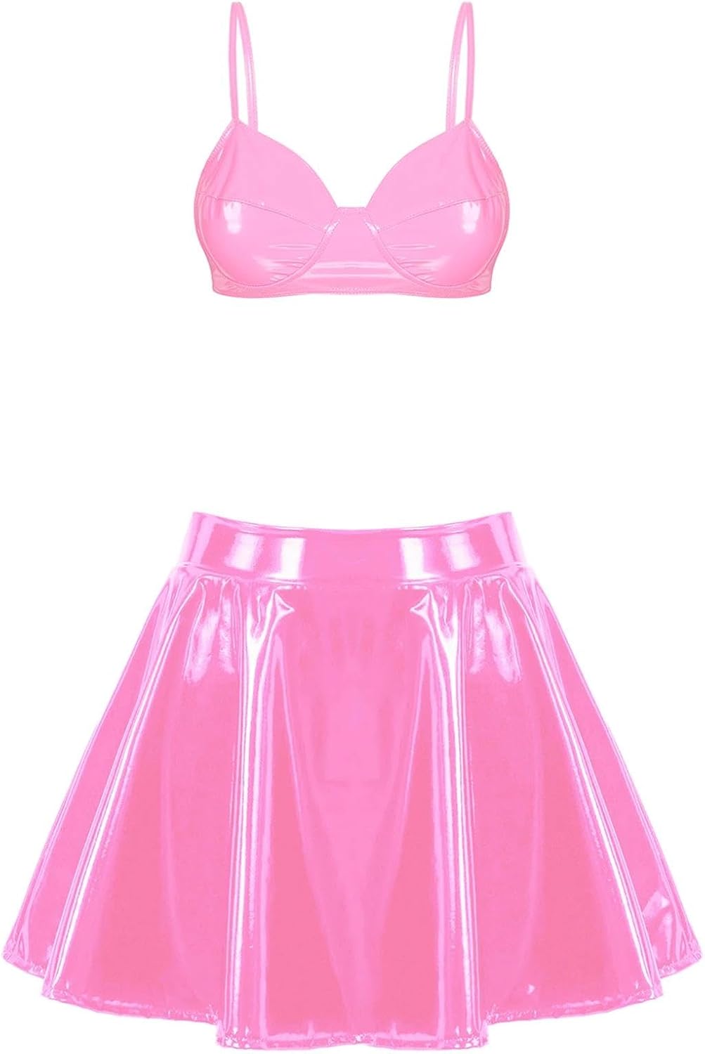 Women'S Lingerie Wire-Free Bra Top With Zipper Flared Skirt