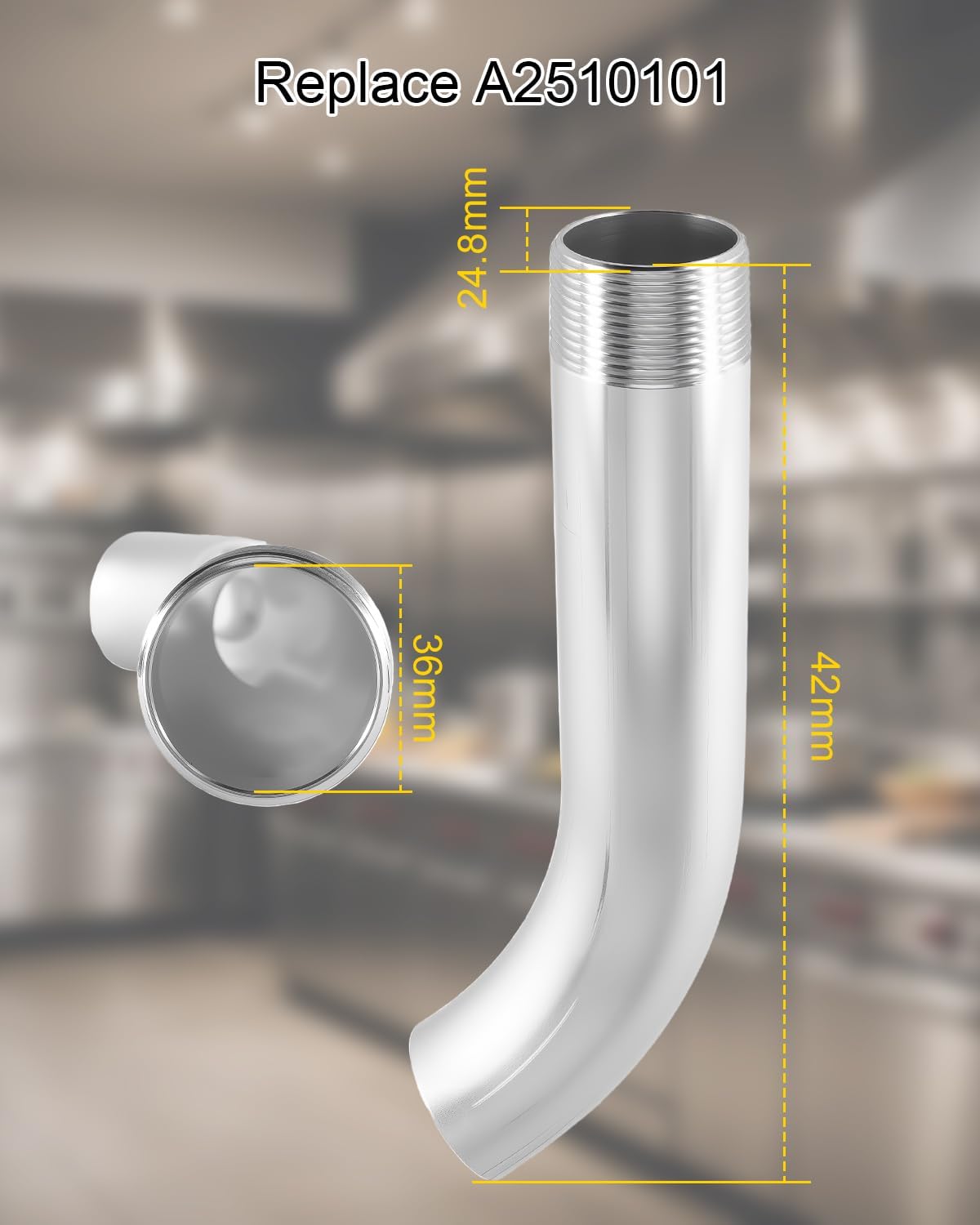 2Pcs 1.25in Curved Out Drain Fitting Fit for Pitco Anets Solstice Frymaster Fryer, Drain Extension Pipe Replace A2510101