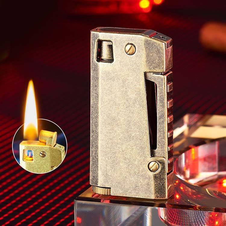 Image of Smoke King Vintage Triple Side Switchable Flame Lighter (Gold) Unique Antique Style Refillable Lighter