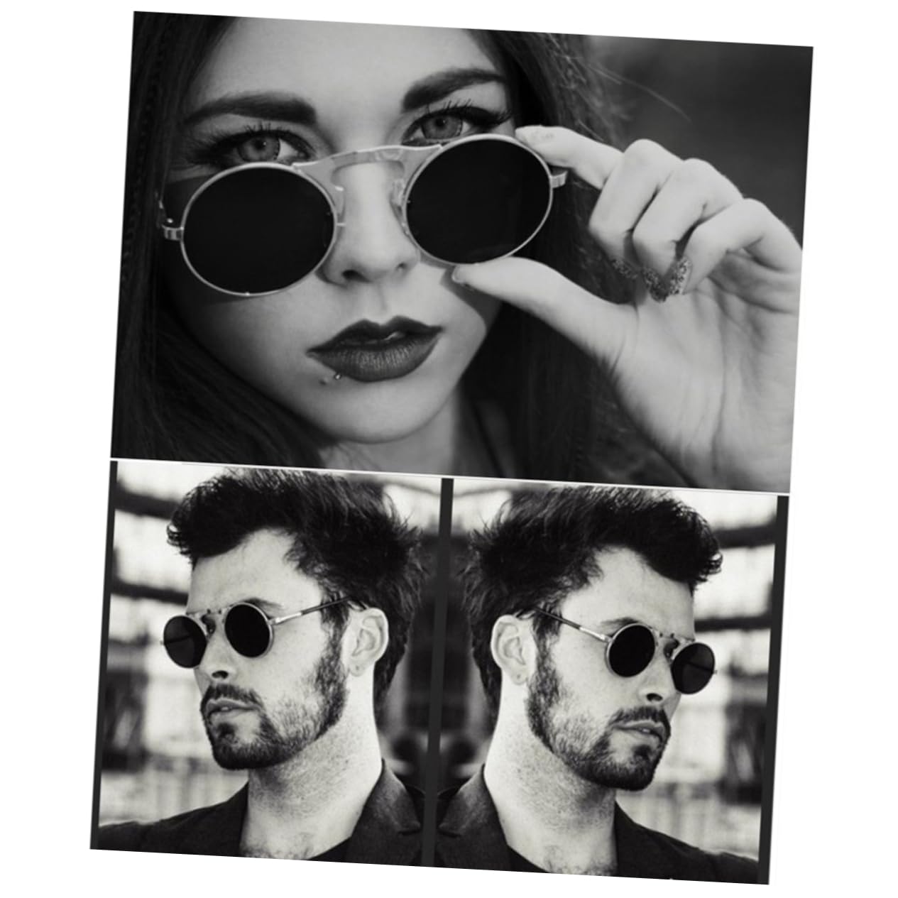 Holibanna Classic Round Metal Frame Steampunk Sunglasses Gold Frame Unisex Fashion Sunglasses for Men Women