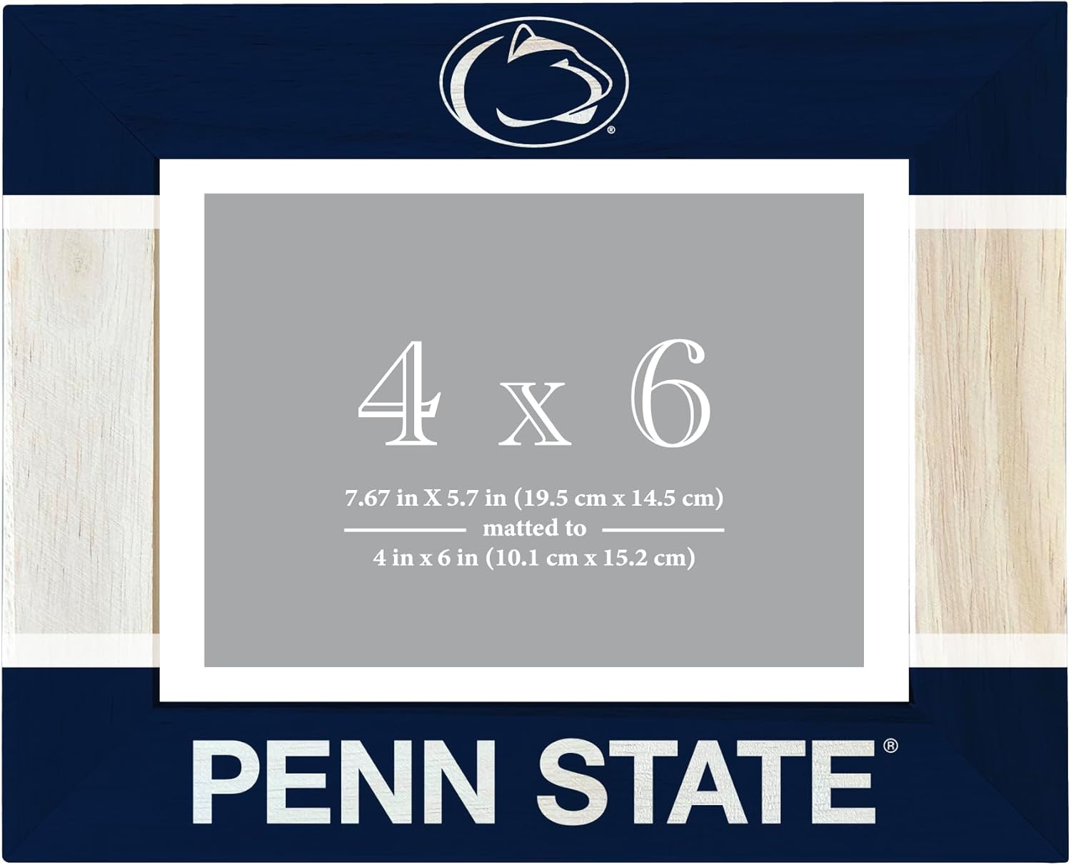 R and R Imports Penn State Nittany Lions Wooden Photo Frame Printed Design Matted to 4 x 6 Inch Officially Licensed Collegiate Product