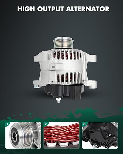 Miniatura 4 de SCITOO Alternador apto para Hyundai Sonata 2.4L 2006-2008 apto para Kia Magentis Optima 2006-2010, para Forte 2010-2013, para Rondo 2007-2012- 12V