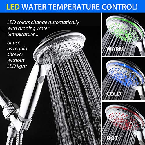 Regadera de mano LED recargable 5 modos acabado cromado miniatura 2