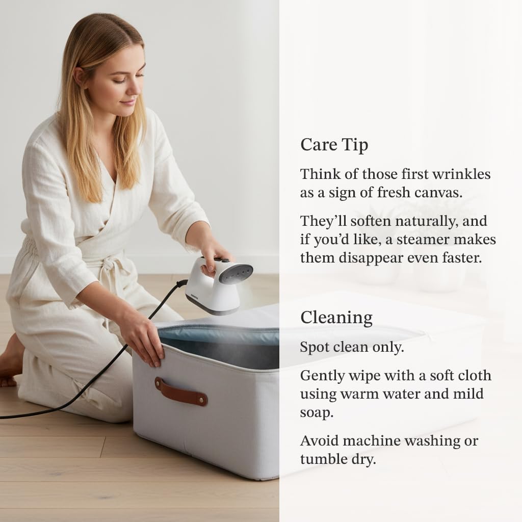 Premium Under Bed Storage – Large Underbed Storage with Lids, All-Side Padded & Fully Lined Inside for Clothes, Bedding, Shoes - Foldable, Double Zippers, Faux Leather Handles, 28x17x8 in, Light Grey