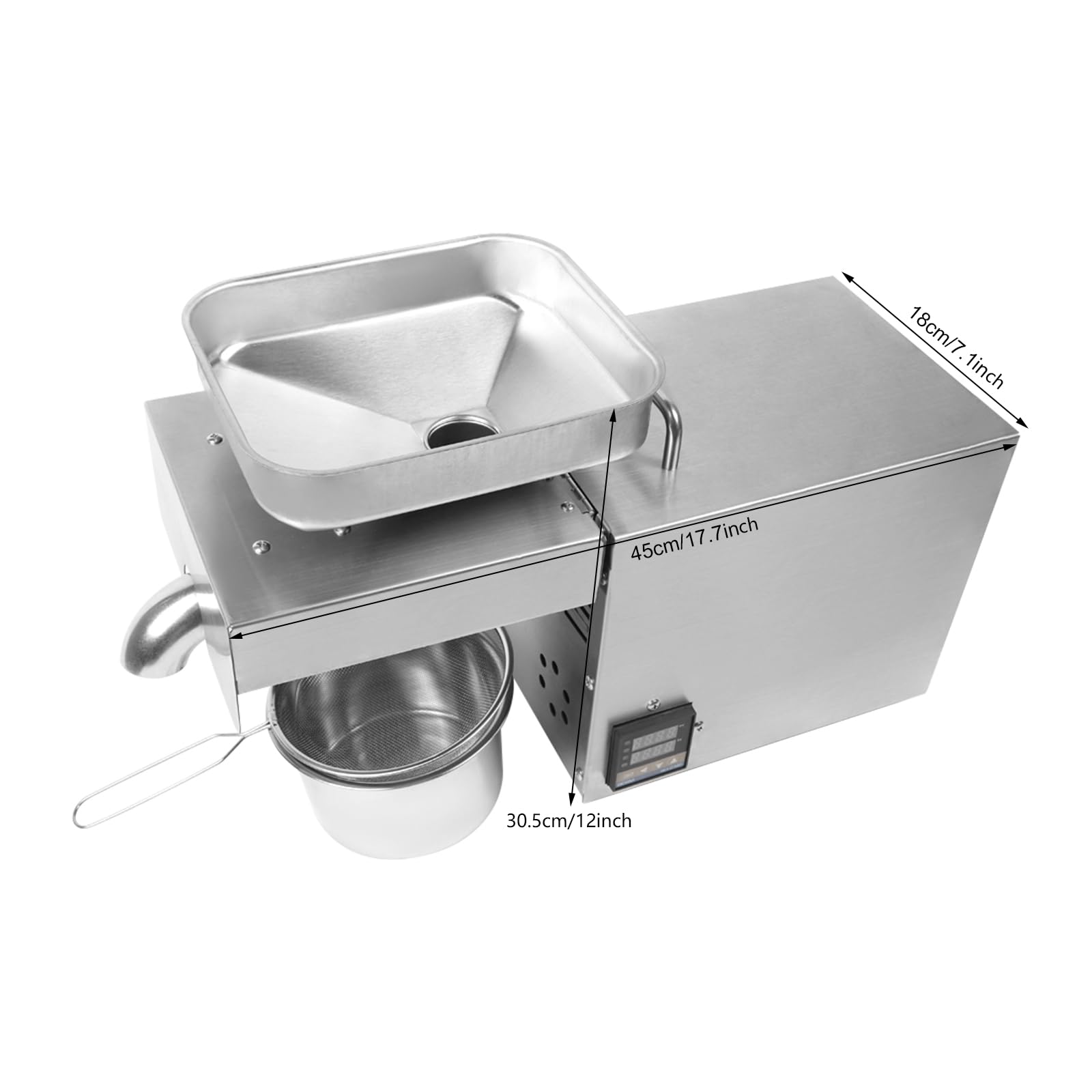 610W Commercial Oil Press Machine Automatic Oil Extractor Stainless Steel Oil Presser Intelligent Control Electric Oil Maker for Nuts Walnut Linseed Coconut Rapeseed Sesame