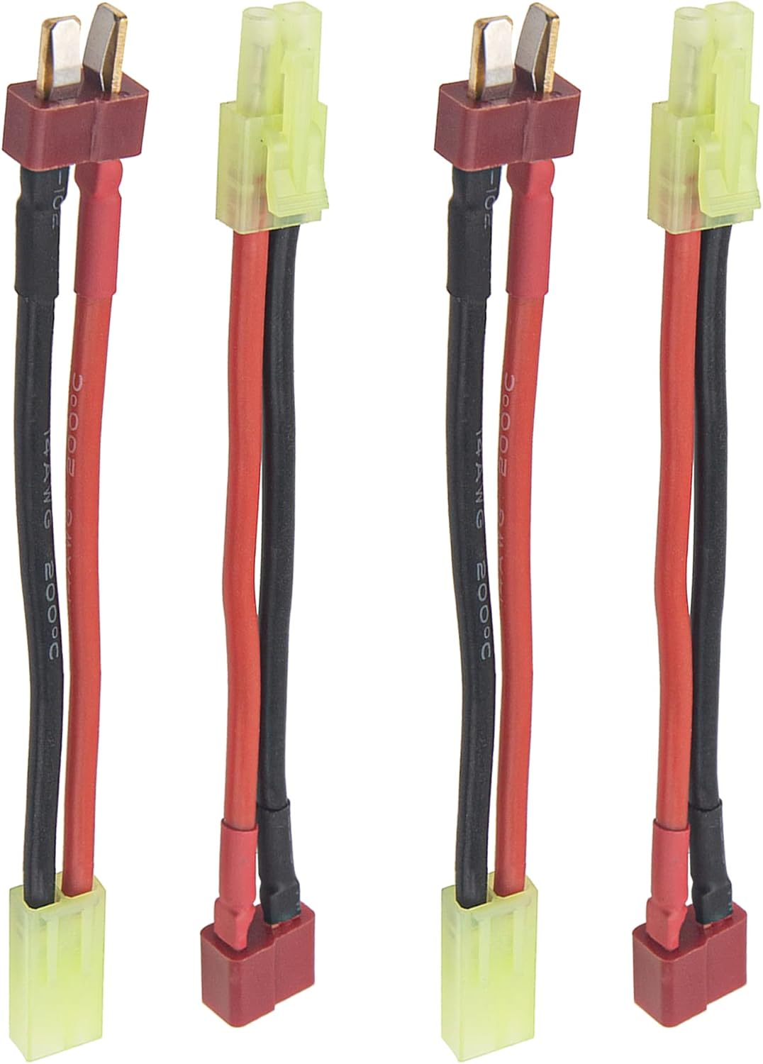 for Airsoft Only,2Pairs Vgoohobby 3.93" Adapter Compatible with Mini Tamiya Style Connector to T Plug Male Female 16AWG Silicone Cable Wire Adapter for Airsoft Battery Pack Only
