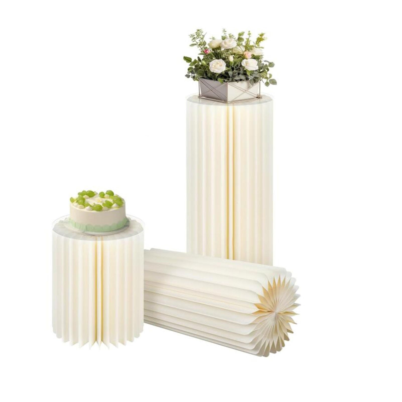 Składane stojaki cylindryczne, Foldable Cardboard Cylinder Pedestal Stand White 30-40cm Diameter 20-120cm Height(Diameter 30cm,A)