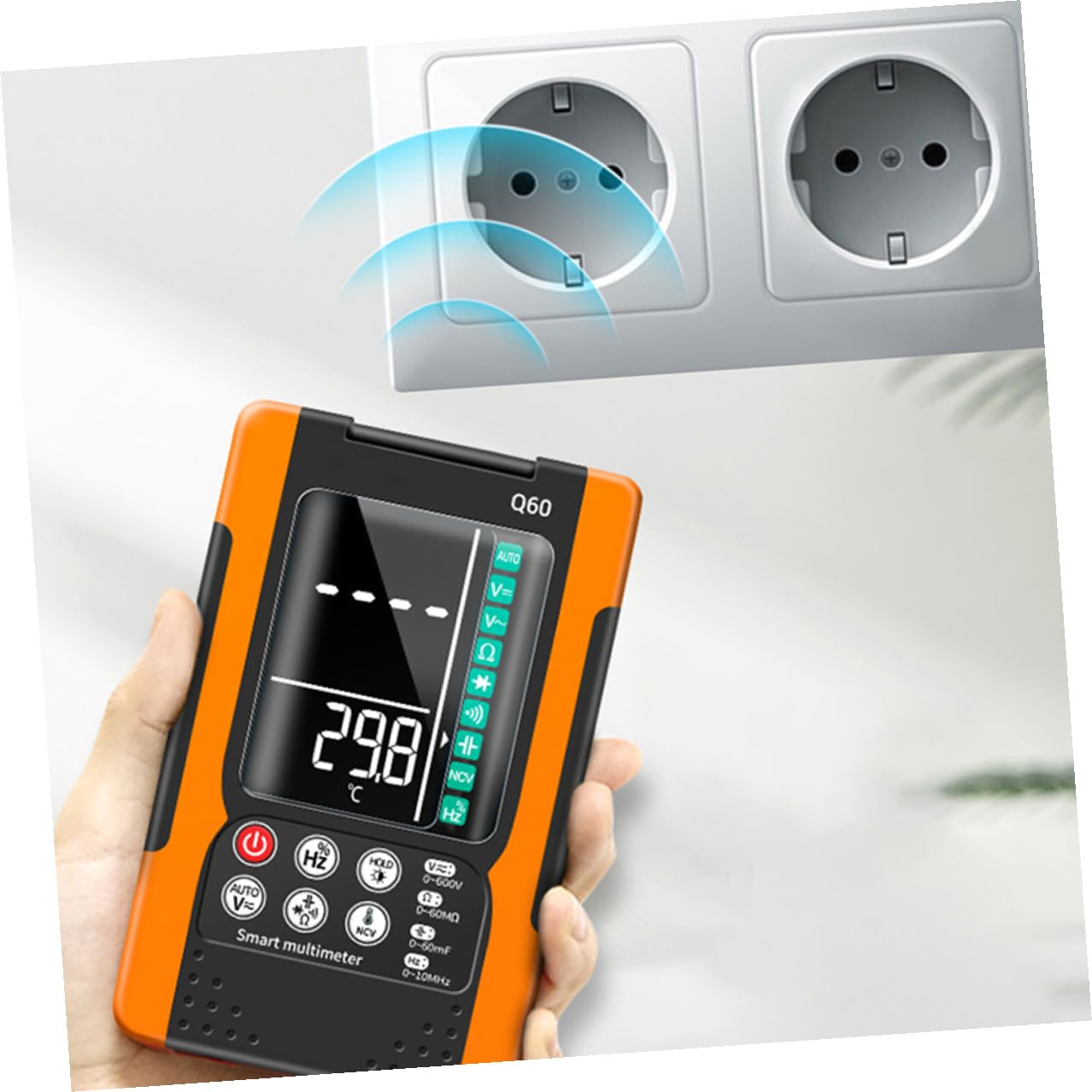 Mipcase Q60 Digital Multimeter Card-Style Auto-ranging Electrical Tester with Ncv Detection, True Effective Value, Continuity Buzzer, Backlight Screen, Data Hold, Flashlight for Home