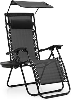 Athena Collection Folding Zero Gravity Chair with Canopy, Adjustable Lou...