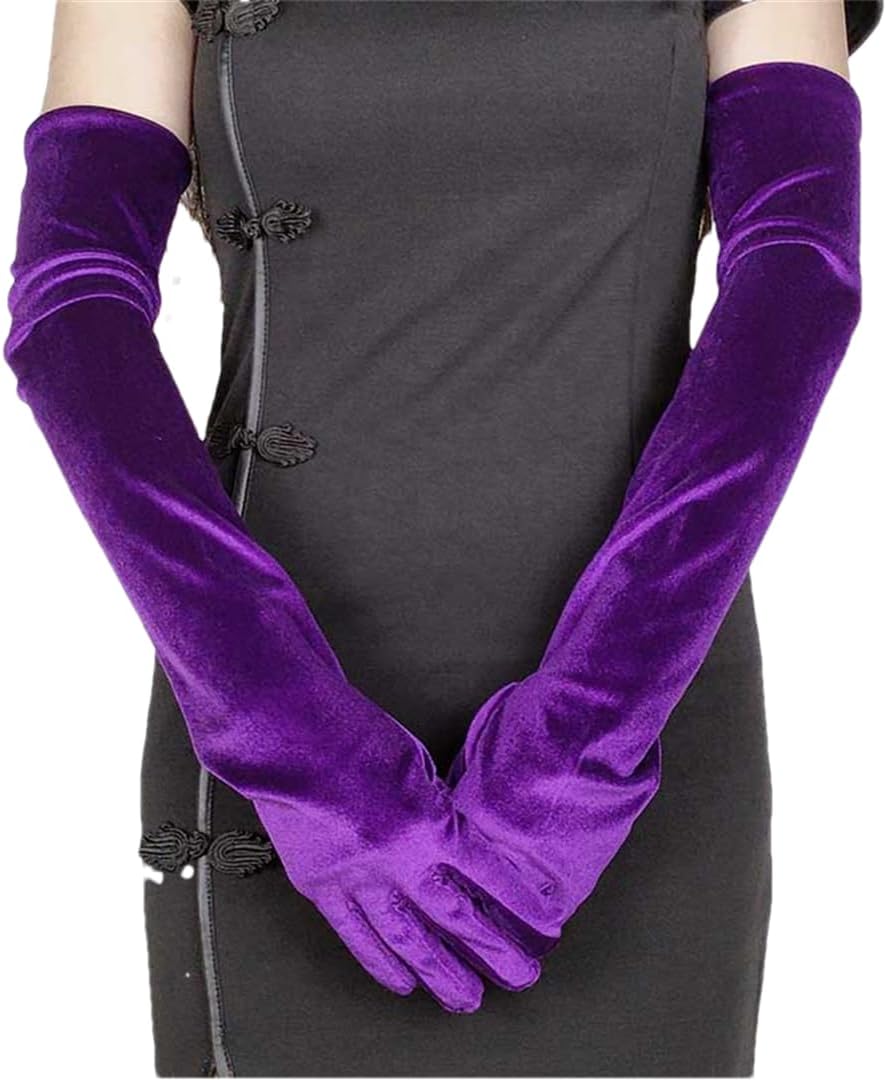 Women Gold Fleece Dinner Dress Gloves Mittens Winter Thin Long Cycling Sleeve Full Finger