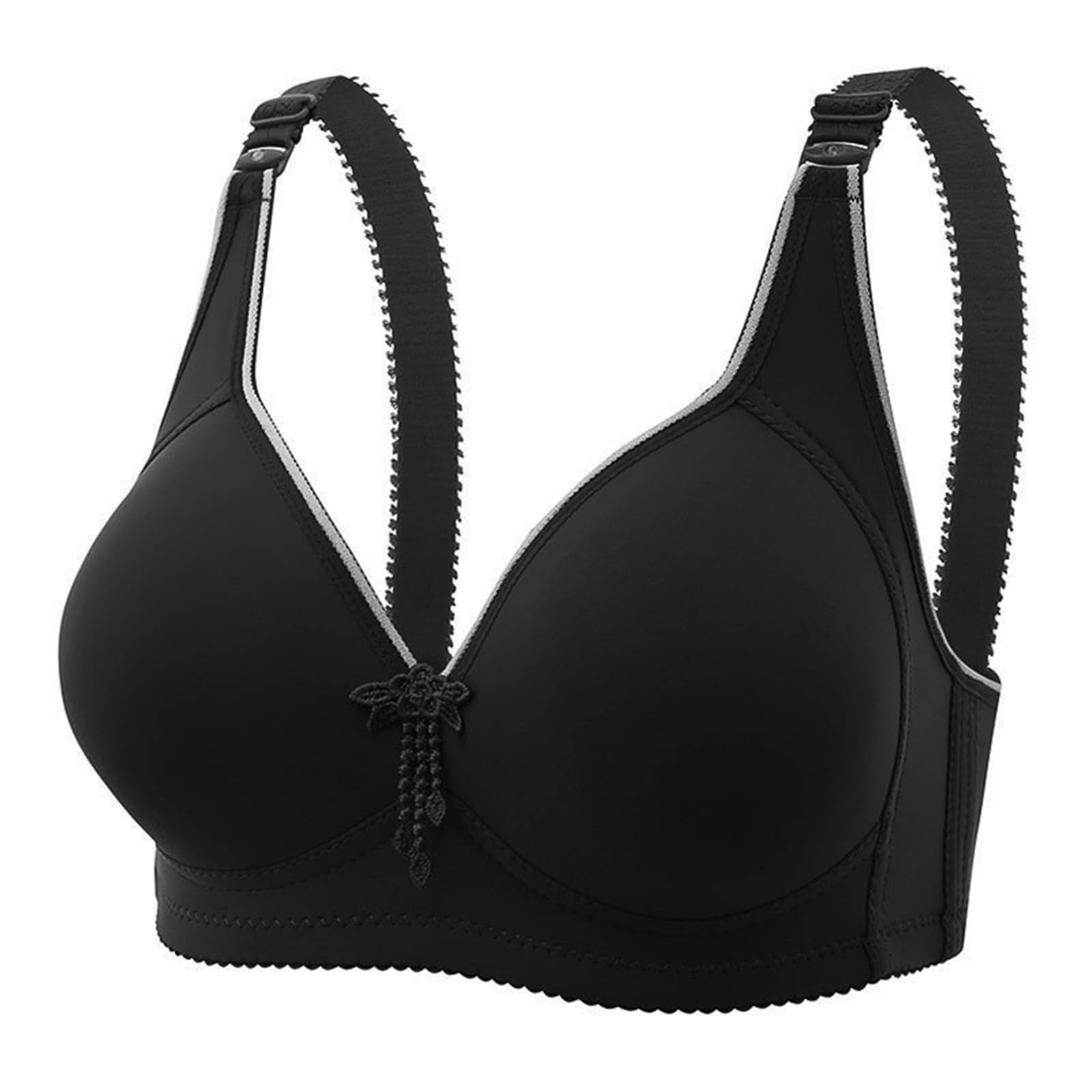Cómodo Sujetador con Aros Transpirable for Mujer Talla Grande, De Maternidad Sin Costuras Cuatro Cierres, Elevación Refuerzo, Diseño Simple, Oro Rosa, 12(Red,16)