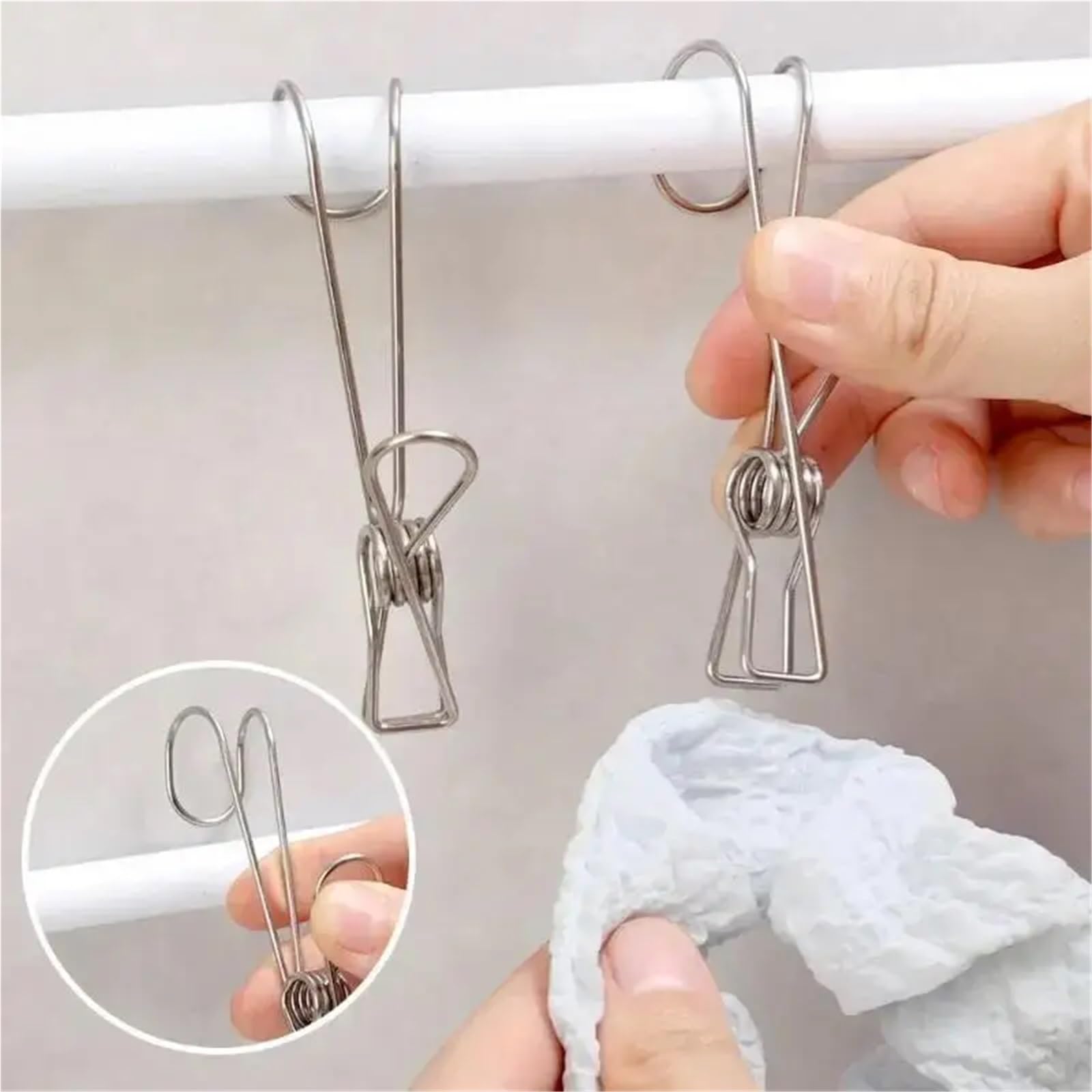 Ganchos para Toallas, Clips for Toallas de Cocina, 50 Uds., Ganchos Cola Larga Acero Inoxidable for Ropa y