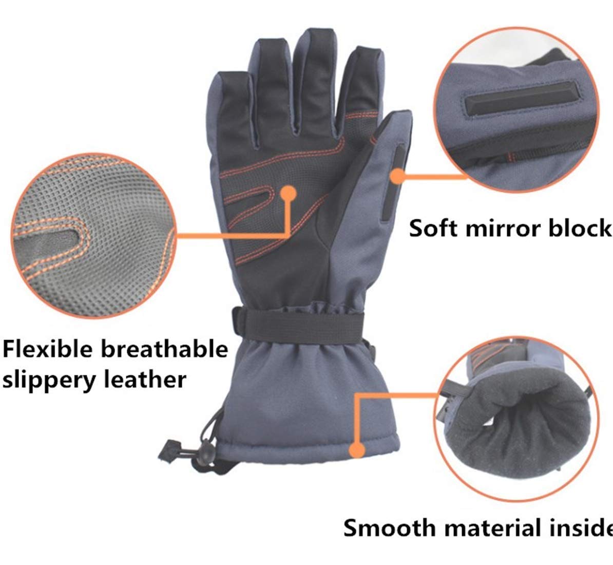 Electric Gloves Outdoor Sci Equitazione Ricarica Cinque Dita Riscaldamento Caldo Impermeabile Antivento Guanti Touch Screen,Black