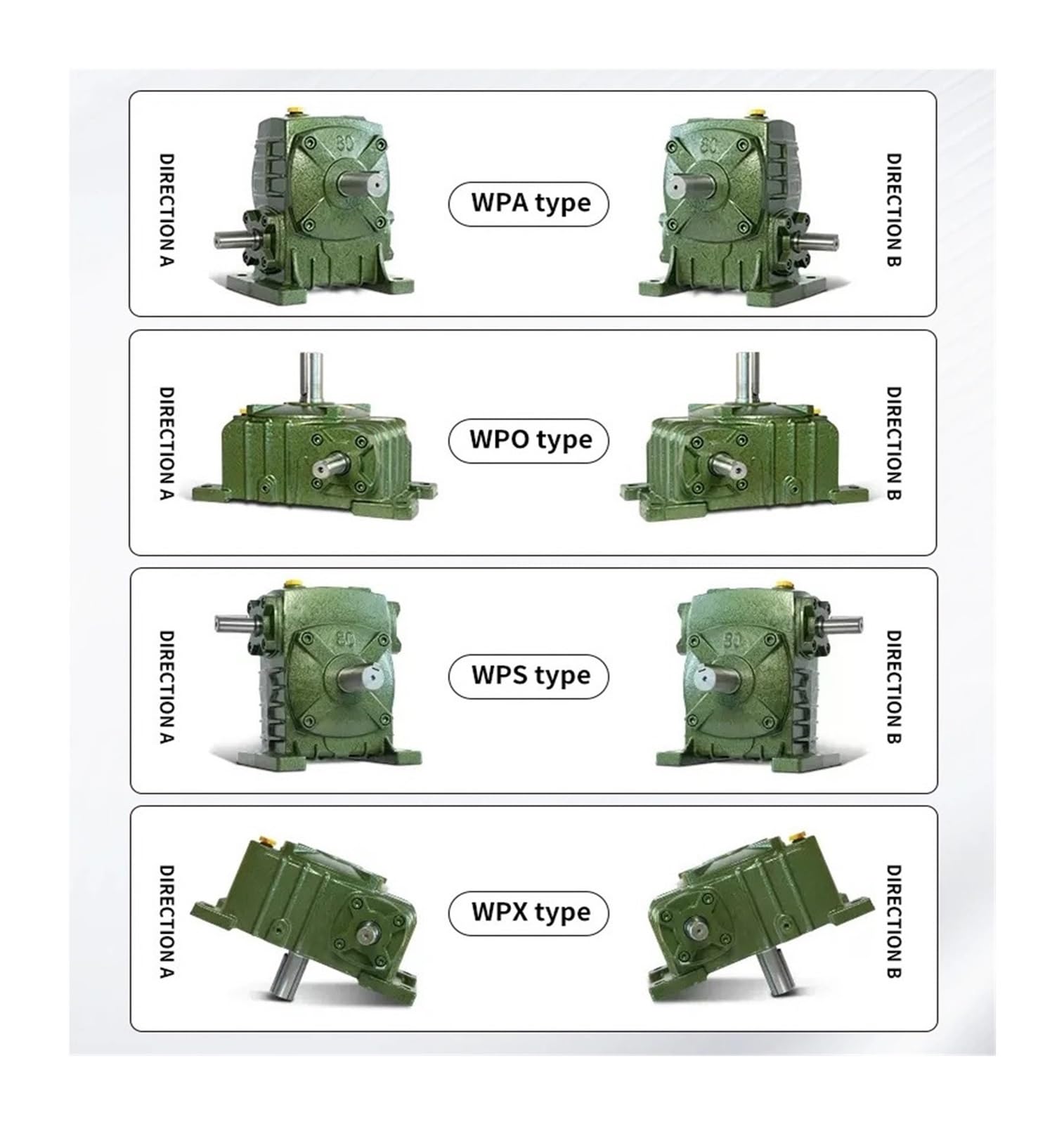 WPA WPS WPO WPX40 50 60 70 80 100 ingranaggi in ferro, riduttore riduttore riduttore per motori piccoli (50-1, WPO40)