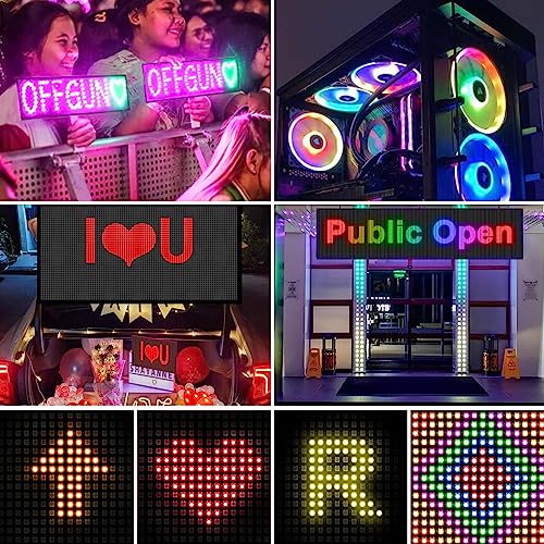 Image of (2 Pack) WS2812B LED Matrix Panel, 8x8 64 Pixel RGB 5050SMD Individually Addressable IC MagicRGB Dream Full Color Flexible FPCB Work with K1000C for Image Video Text Display - DC5V