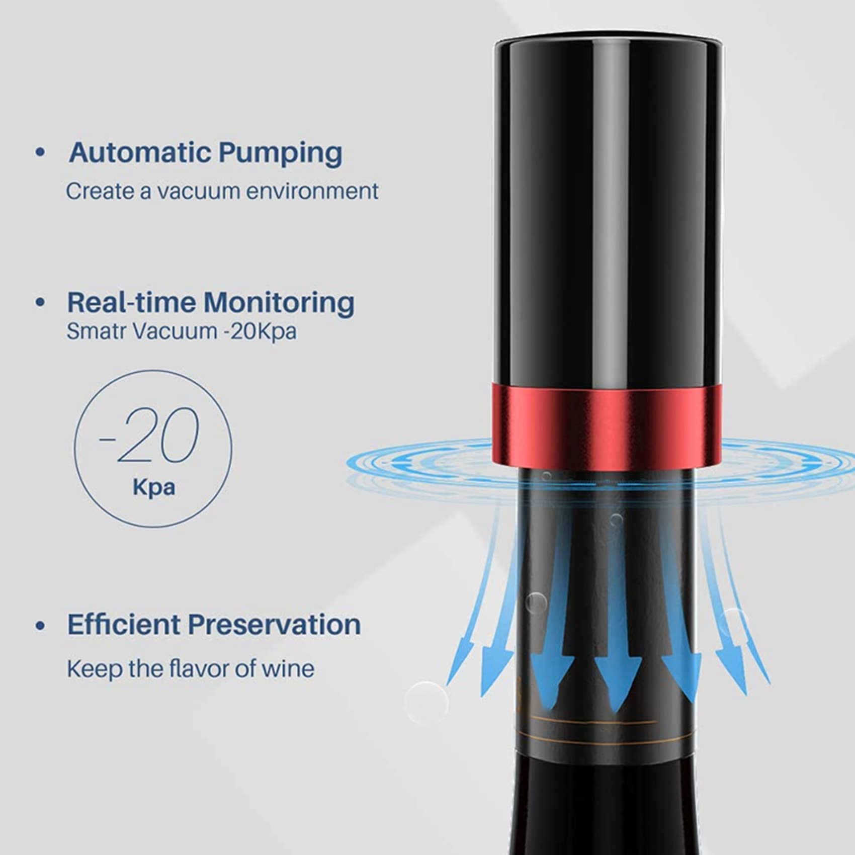 3 tappi sottovuoto per bottiglie di vino, tappi per bottiglie di vino elettrici, riutilizzabili, per conservare il vino, decorativi