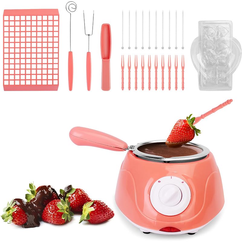 Juego de Olla para Derretir Chocolate, Mini Kit Eléctrico de Fondue de Chocolate con Molde y Accesorios de Bricolaje, Fuente para Derretir Dulces, Suministros para Hornear Queso Red