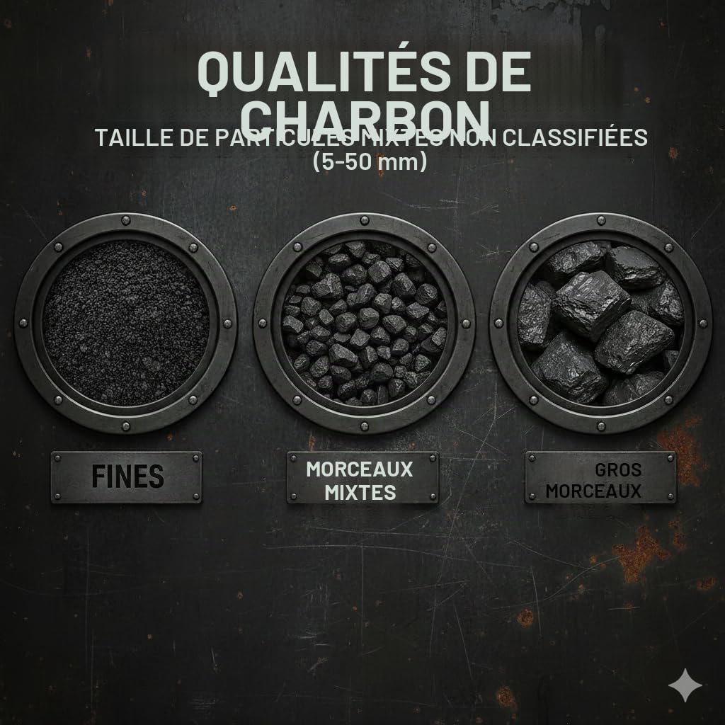 POSH Charbon fin 5 à 50 mm 20 kg combustible de qualité supérieure pour four, chaudière et installations à combustible solide, faible teneur en cendres, pouvoir calorifique élevé