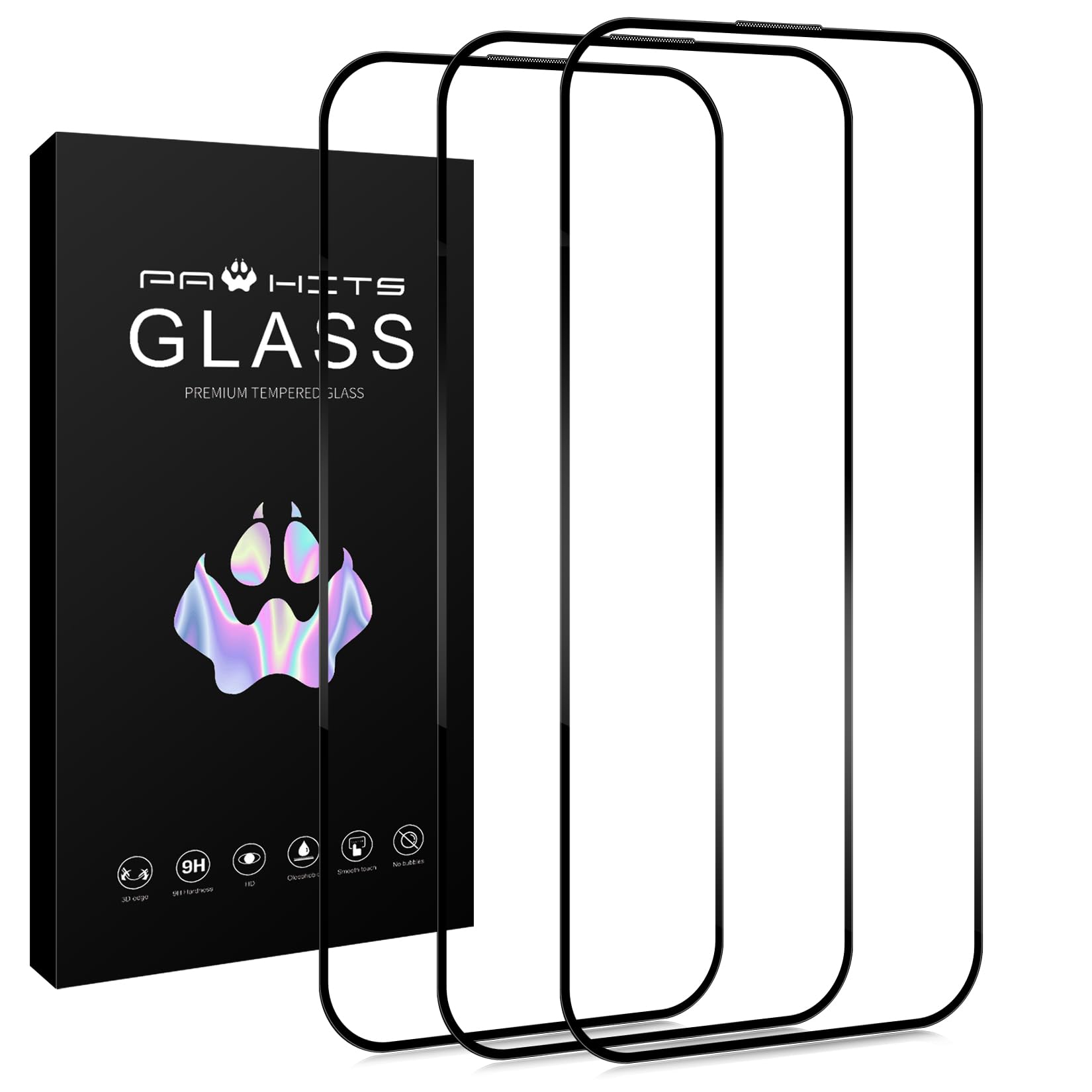 PAWHITS 3 Pack Screen Protector for iPhone 15 Pro 6.1-inch HD Screen Tempered Glass Film 9H-Hardness Easy Installation Scratch Resistant