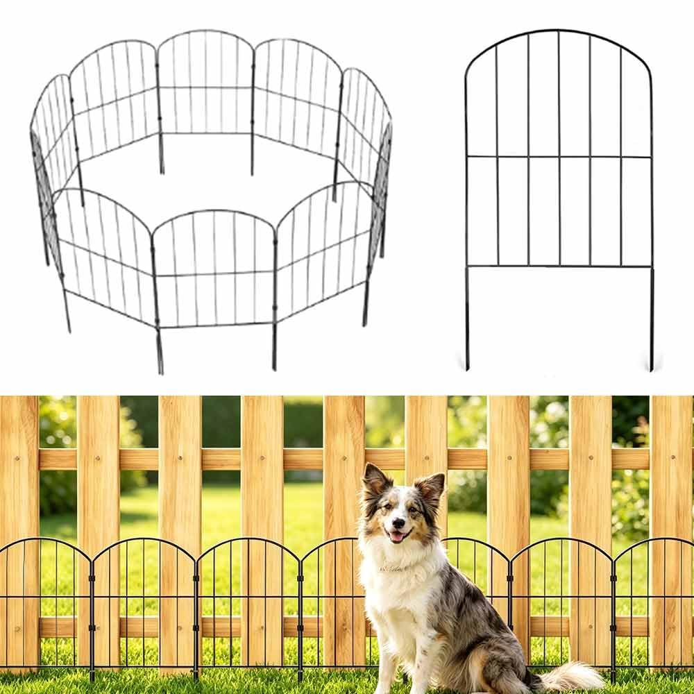 Decorative Garden Fence, Rustproof No Dig Animal Barrier, 10 Panels