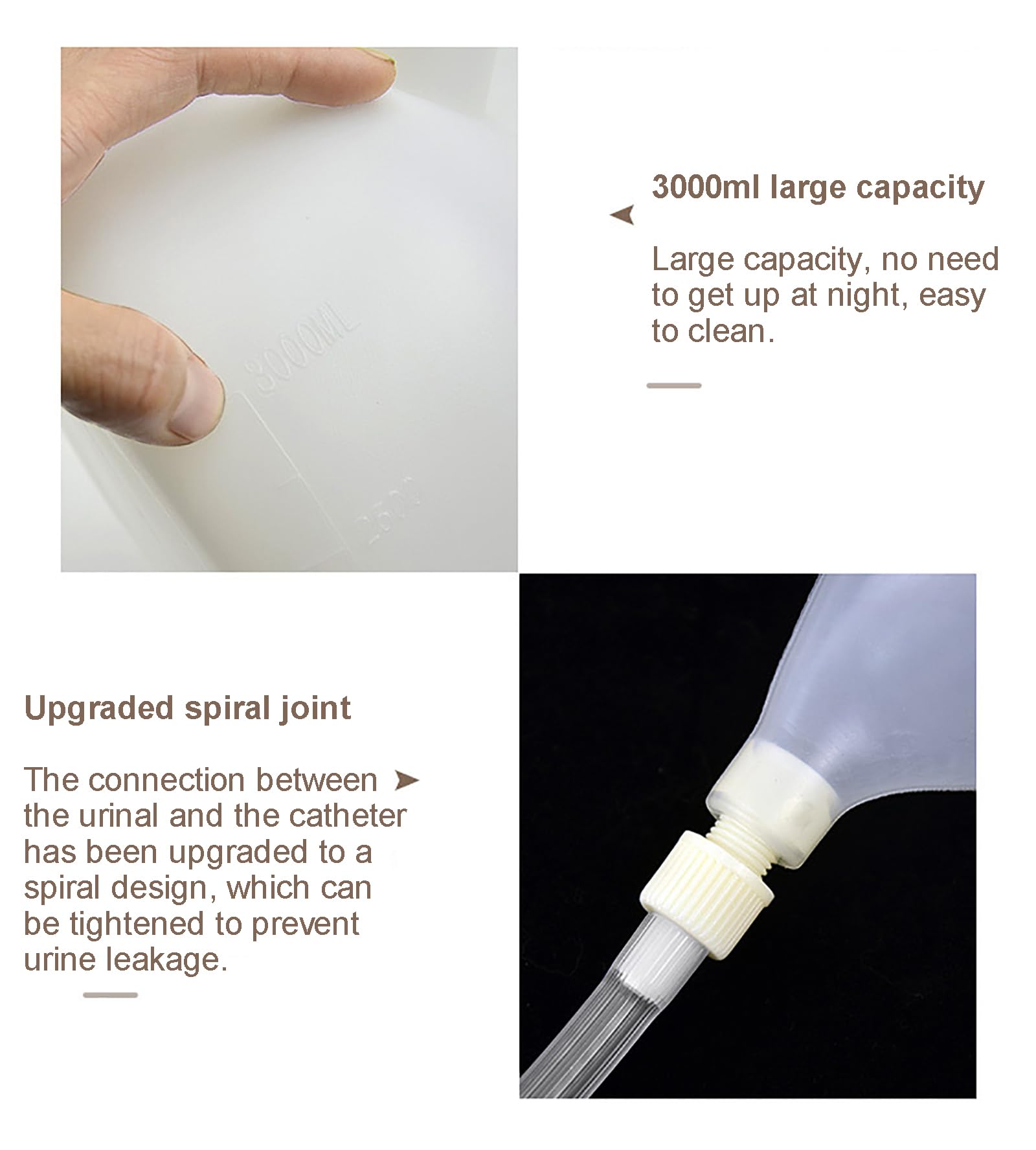 Urine Collector Premium Orinatoio Elettrico Cintura Regolabile Elastica Alta 3000 ml Grande capacità Nessuna Perdita