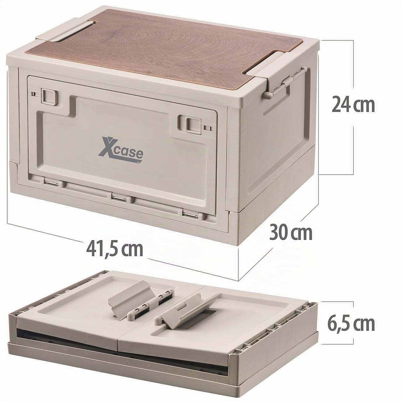 Xcase Kisten mit Deckel: 2er Set 2er-Set Aufbewahrungsbox mit Deckel und MDF Ablage 30L,Wheel (Kisten mit Kunststoff, Camping Tischboxen, Organizer)