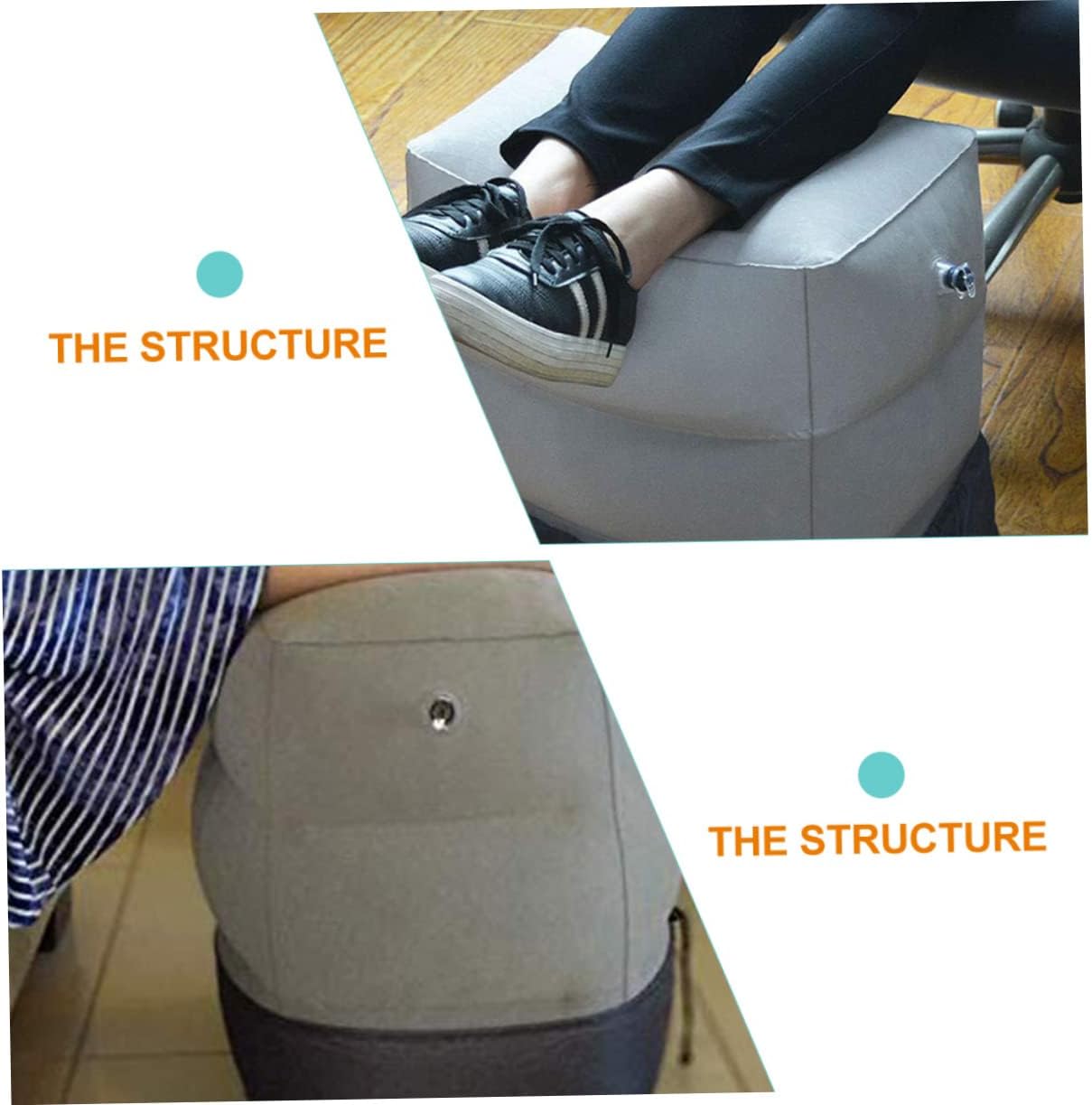 Kisangel 1 Set Comfortable Inflatable Foot Rest Wear Resistant Leg Pillow for Airplane Travel Height Convenient Portable Foot Pillow for Improved and Comfort