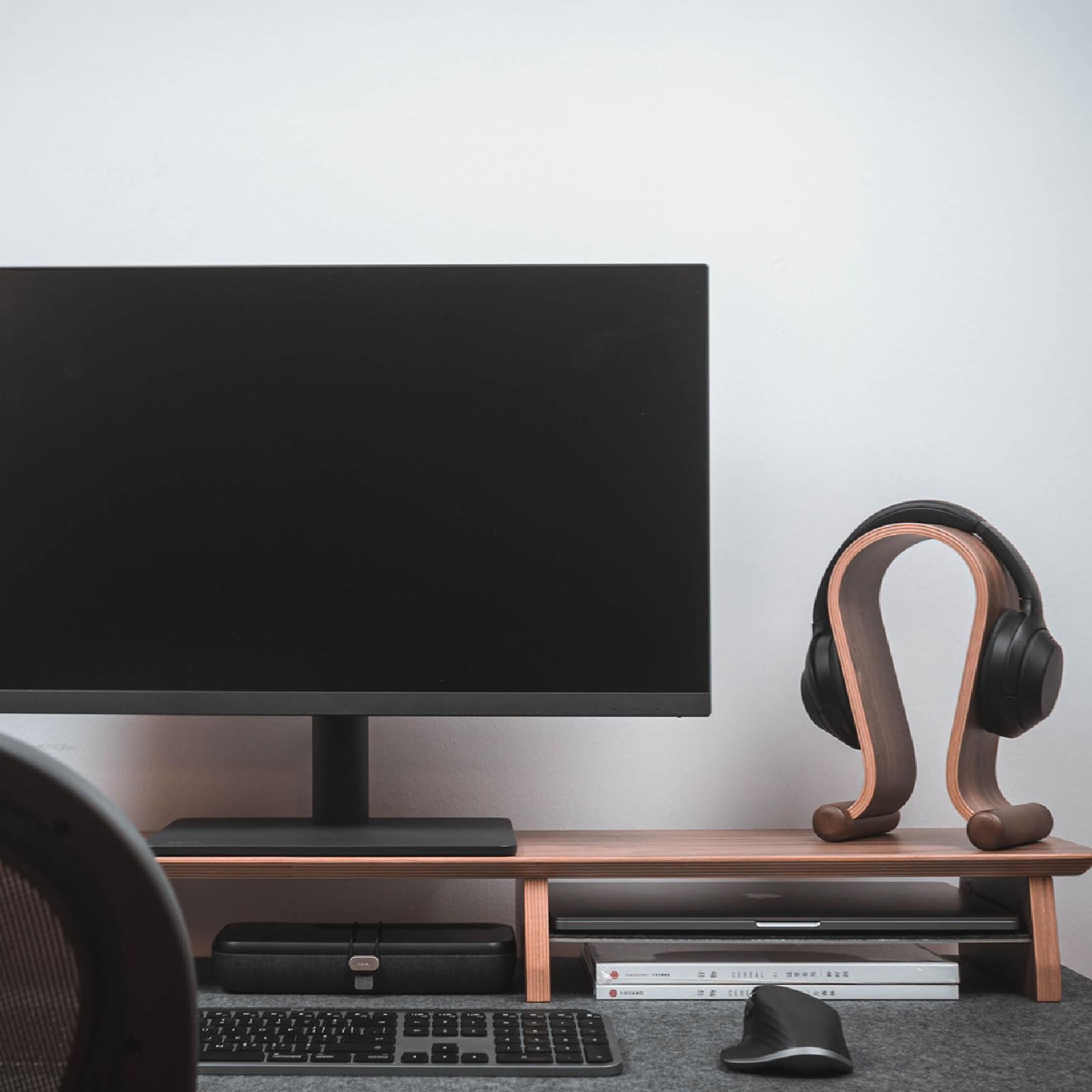 TOMRAIN Soporte de Madera para Auriculares, Soporte para Auriculares, protección para Auriculares, Colgador de Auriculares de Escritorio para Juegos de PC en cibercafés, Soporte para Auriculares