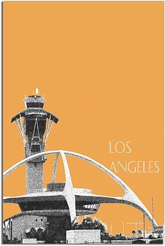 Pósteres vintage de viaje de la ciudad de Los Ángeles, horizonte LAX, lienzo de araña, decoración de pared, póster de pared para dormitorio