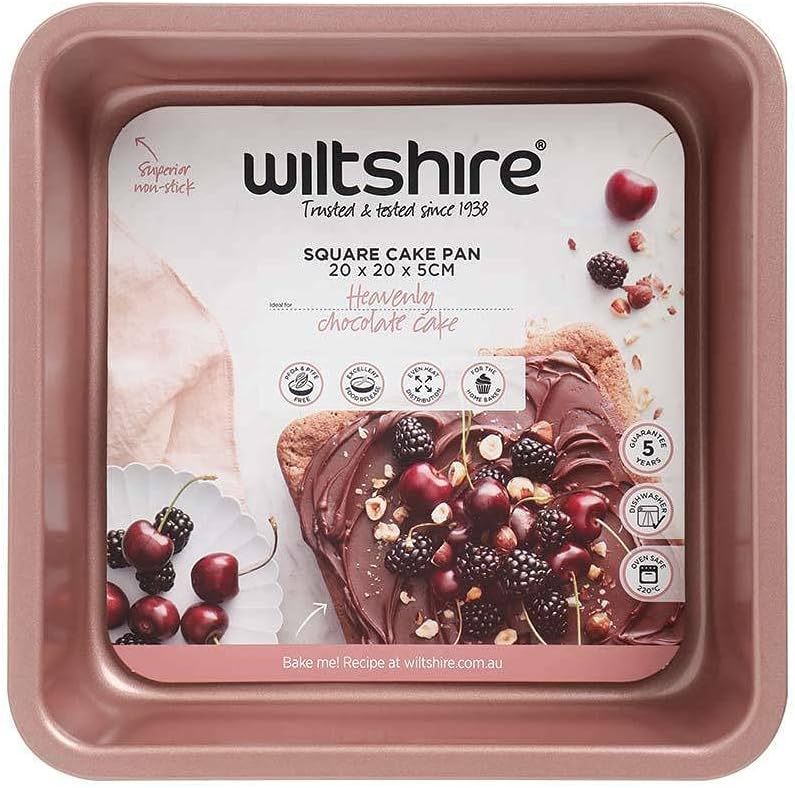 Wiltshire Rose Gold Square Cake Pan, PFOA PTFE Free, Robust Cake Pan, Non-Stick Coating, Coated Baking Pie Tin, Cake Mould - Image 3