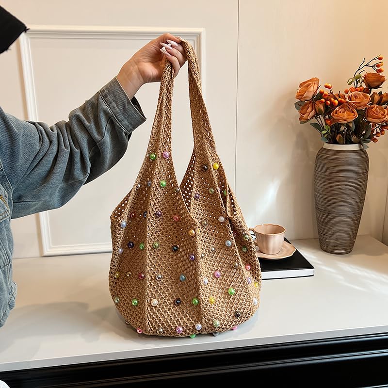 Bolso tote de playa tejido grande estilo vacaciones miniatura 5
