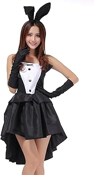 バニーガールコスチューム ブラック・ホワイト Amazon | [Youngfull] バニー コスチューム 5点フルセット