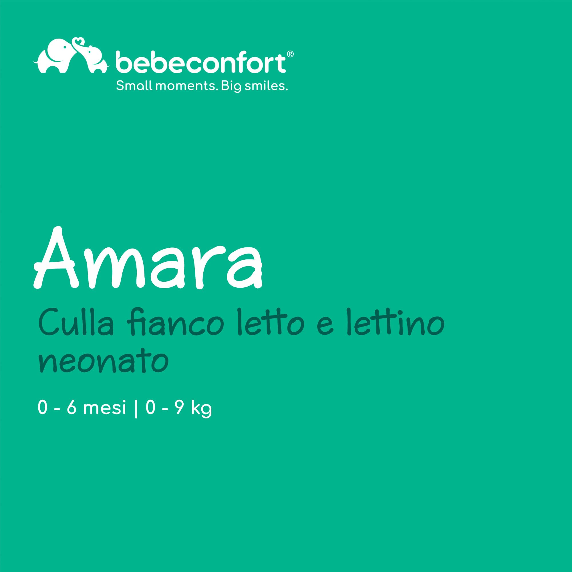 Bebeconfort Amara, Culla neonato fianco letto, 0-6Mesi, 0-9kg, Culla co-sleeping, Lettino Neonato 2 in 1, Chiusura compatta in 3 secondi, Facile da spostare, Borsa per il Trasporto, Tinted Graphite