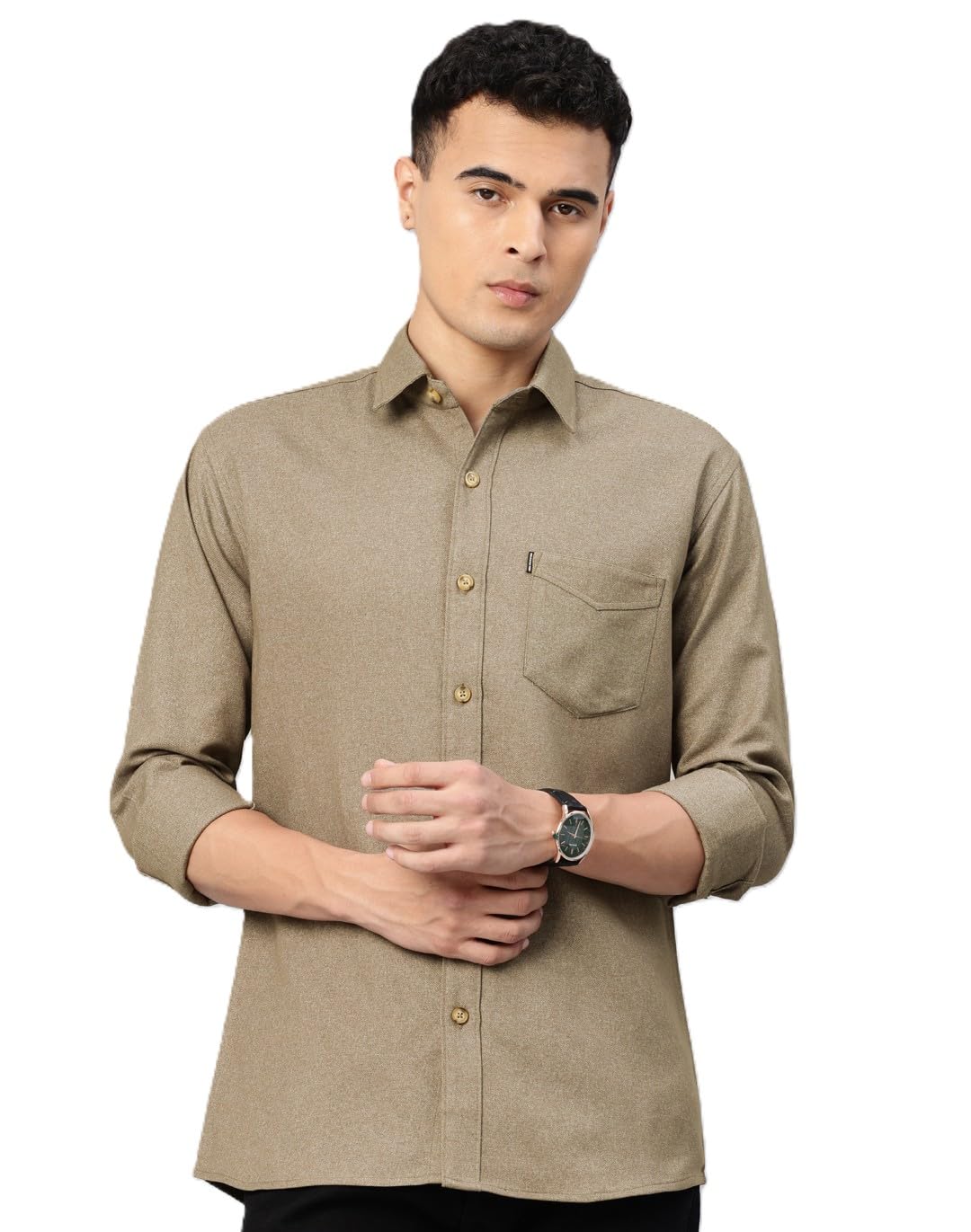 Majestic Man Woolen Cotton Blend Solid Winter Shirt – Full Sleeve, Premium Warm Fabric