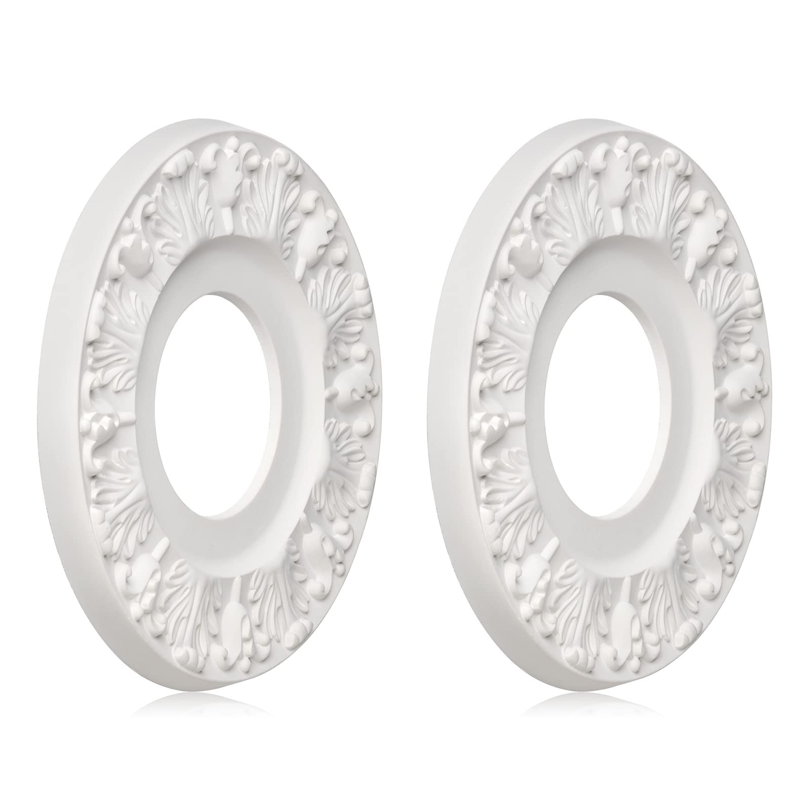 2 PCS Vintage Carved Flower PU Ceiling Medallion for Light Fixtures and Ceiling Fans 10-1/8"OD X 4"ID X 0.8 "P (Black) — Amazon image 7
